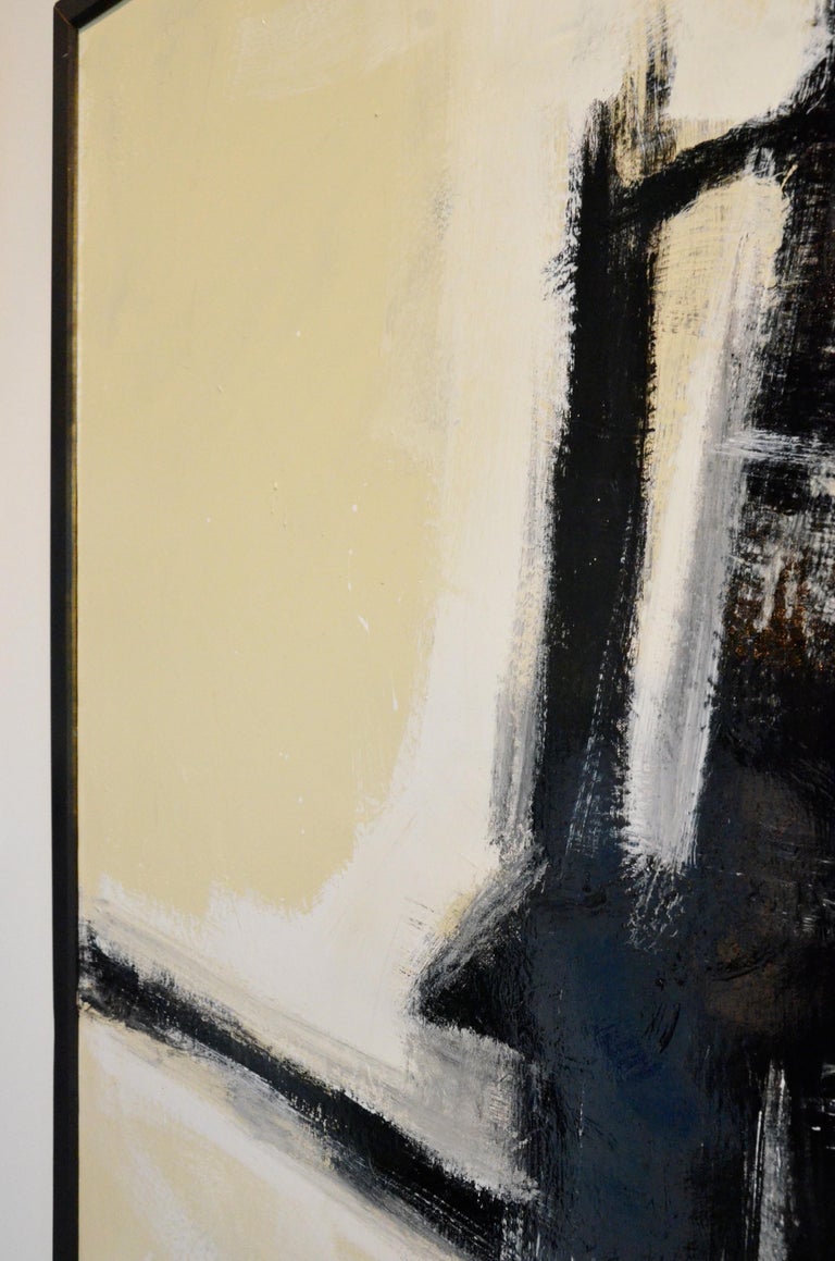 Franz Kline Style Abstract Expressionist Painting in White, Gray and ...