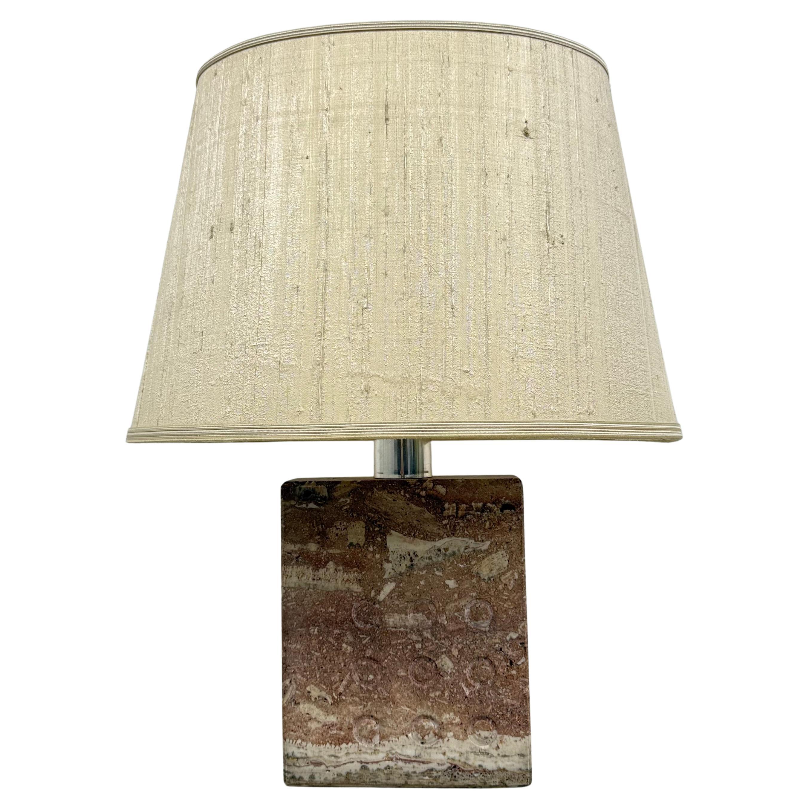Mid-century Fratelli Manelli Travertine table lamp , 1970’s Italy