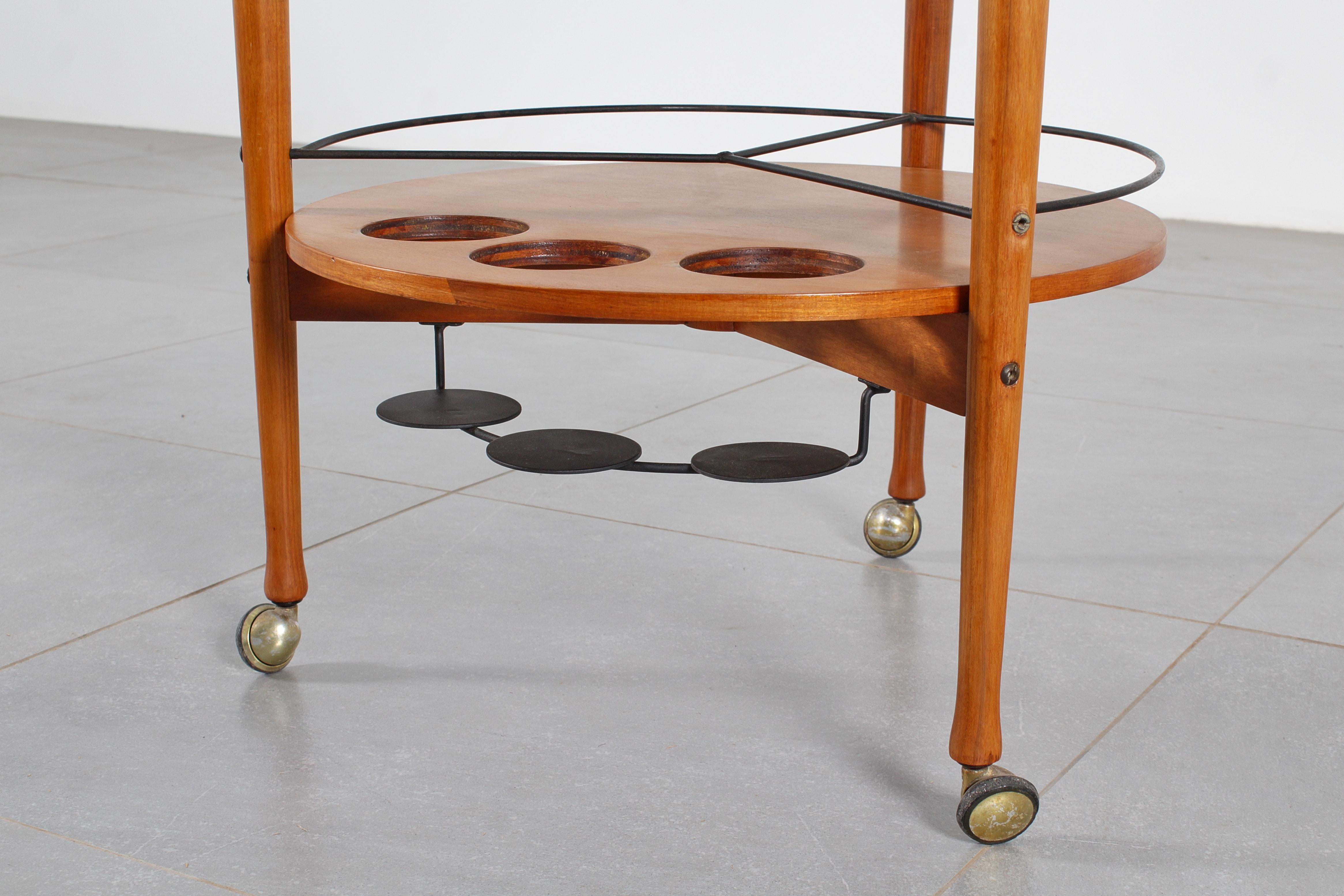 Runder Barwagen aus Holz von Fratelli Reguitti aus der Mitte des Jahrhunderts, Italien, 1960er Jahre im Angebot 6