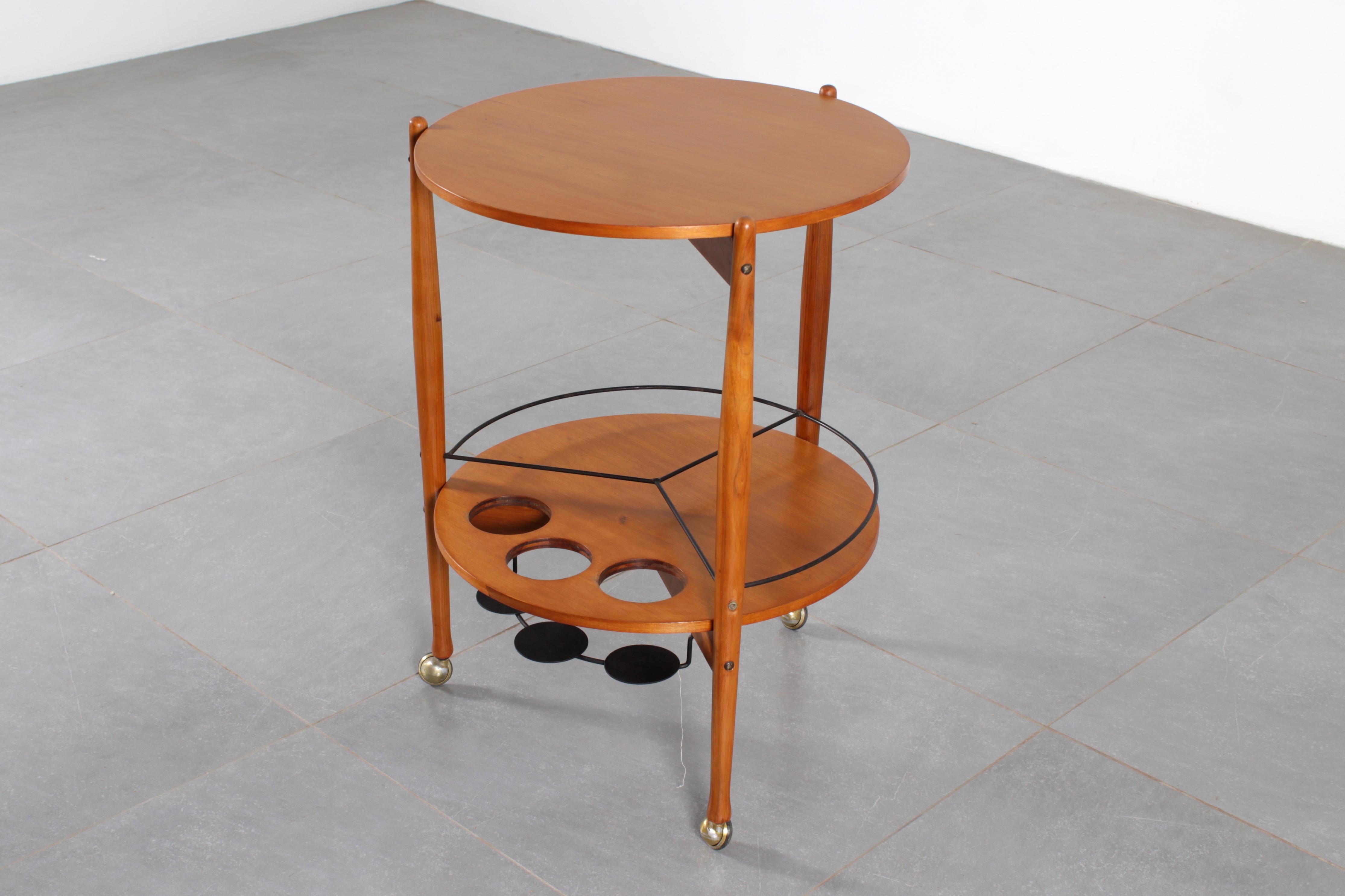 Runder Barwagen aus Holz von Fratelli Reguitti aus der Mitte des Jahrhunderts, Italien, 1960er Jahre (Italienisch) im Angebot