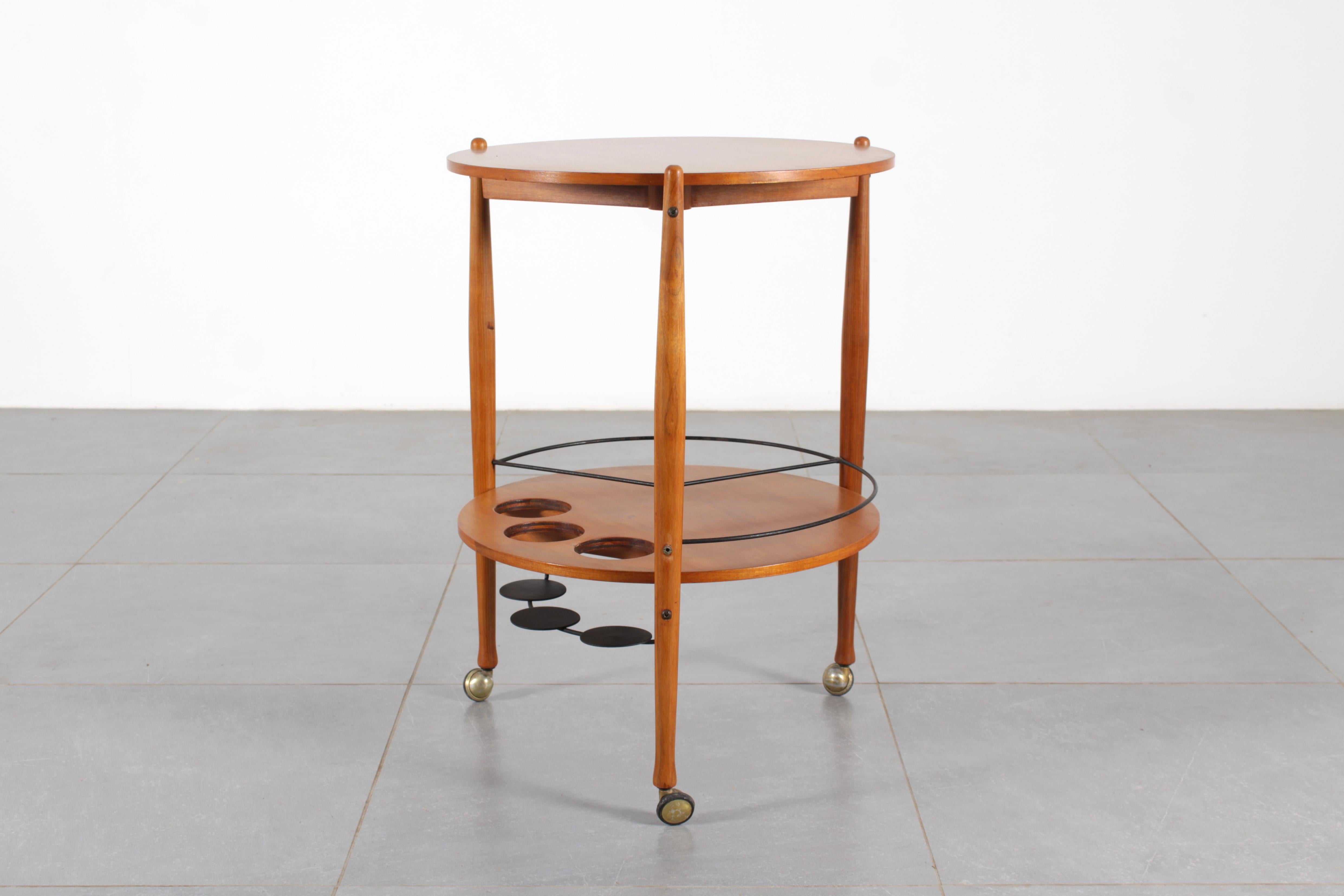 Runder Barwagen aus Holz von Fratelli Reguitti aus der Mitte des Jahrhunderts, Italien, 1960er Jahre im Zustand „Gut“ im Angebot in Palermo, IT