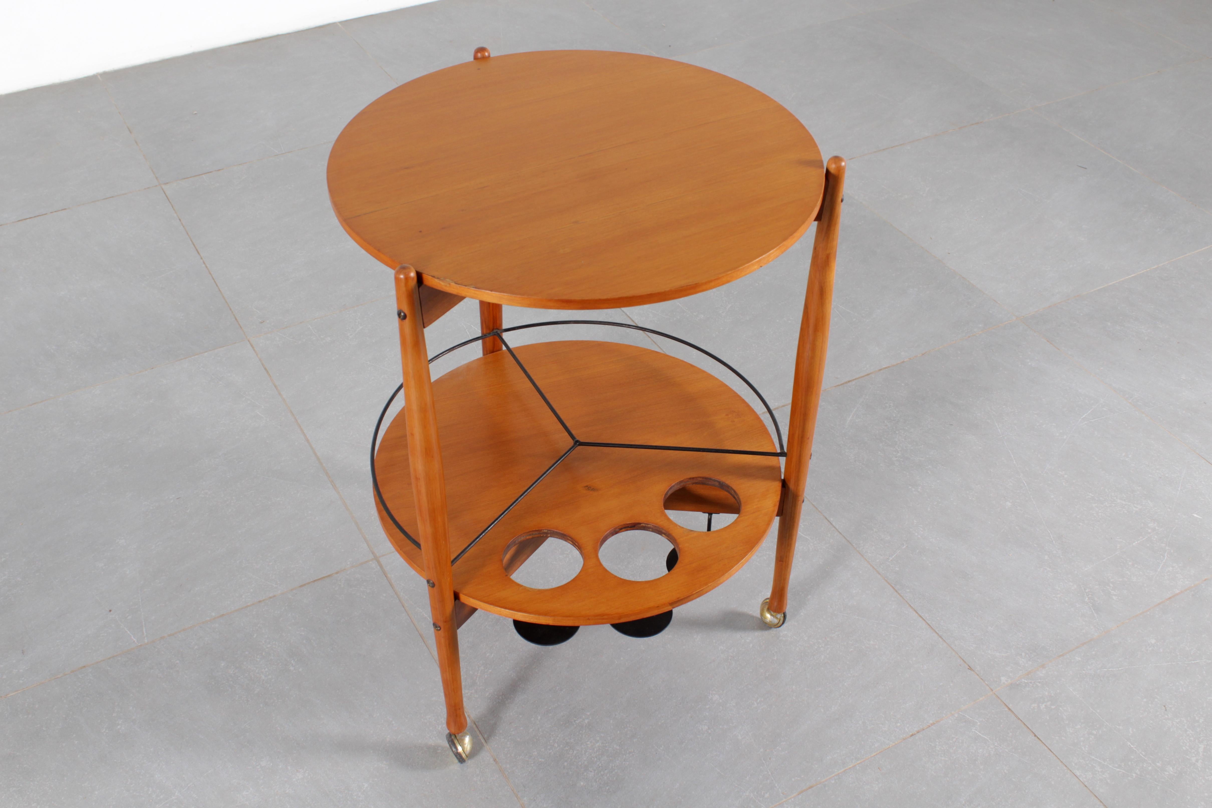 Runder Barwagen aus Holz von Fratelli Reguitti aus der Mitte des Jahrhunderts, Italien, 1960er Jahre (Mitte des 20. Jahrhunderts) im Angebot