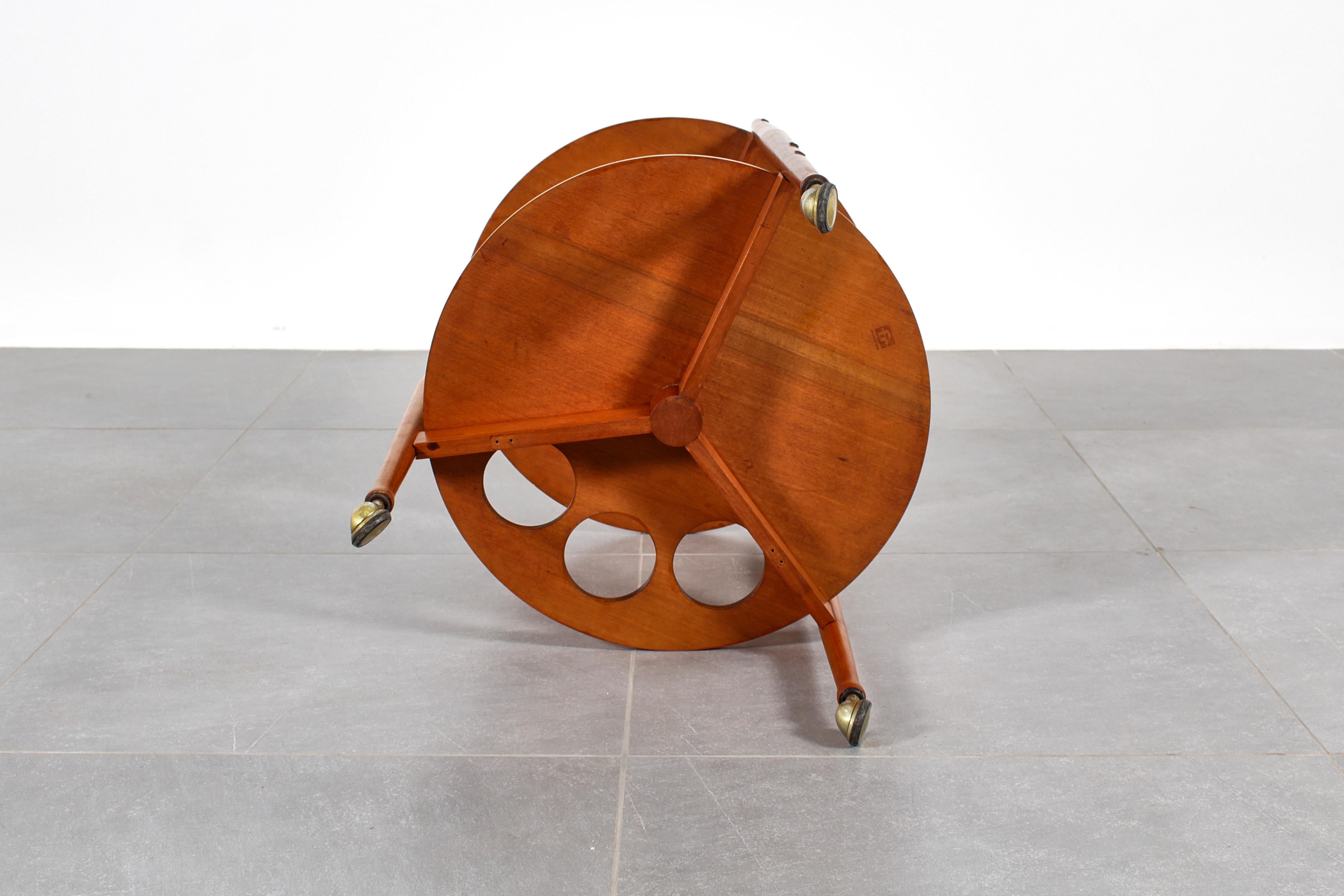 Runder Barwagen aus Holz von Fratelli Reguitti aus der Mitte des Jahrhunderts, Italien, 1960er Jahre (Metall) im Angebot