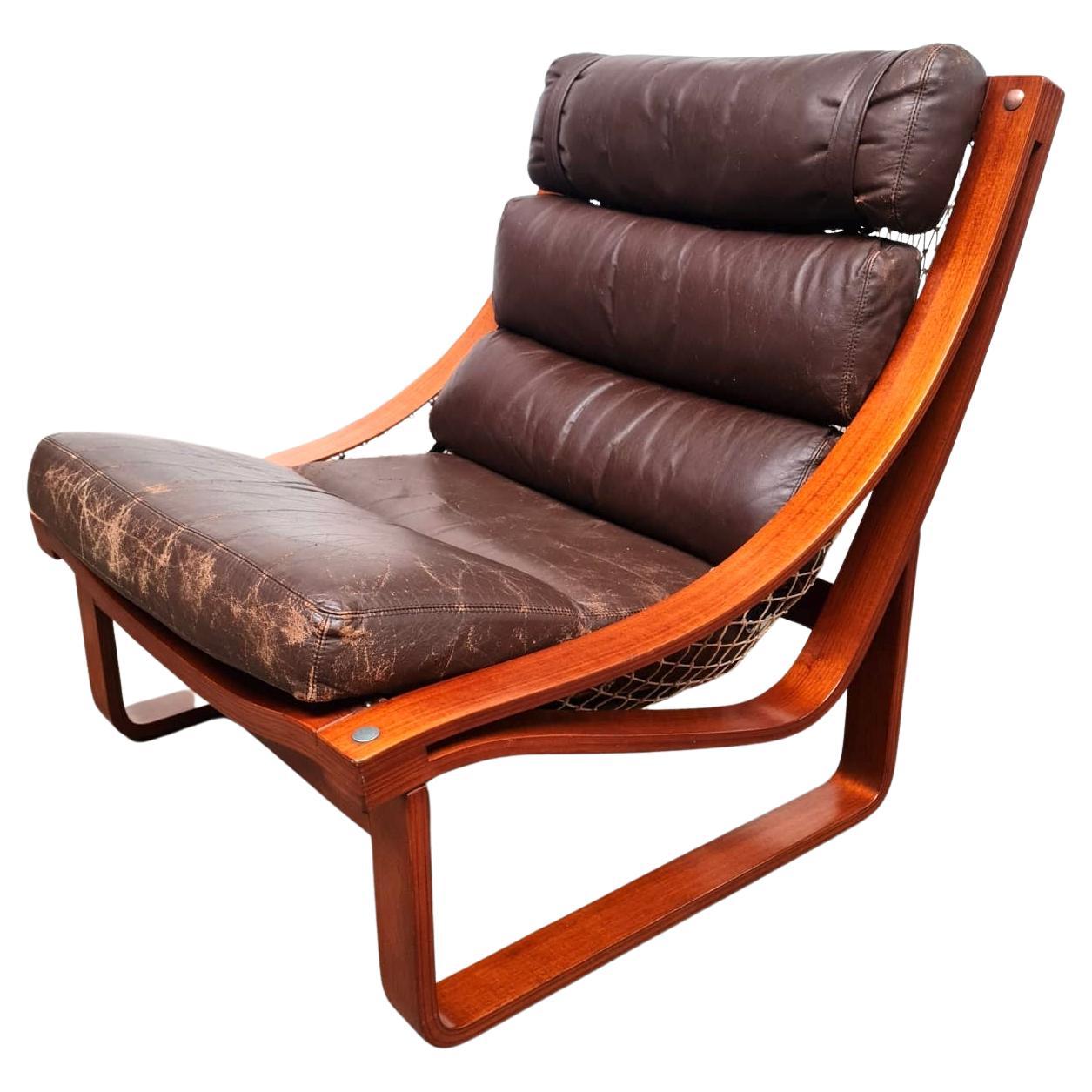 Mid-century Fred Lowen Tessa Leather Armchair For Sale