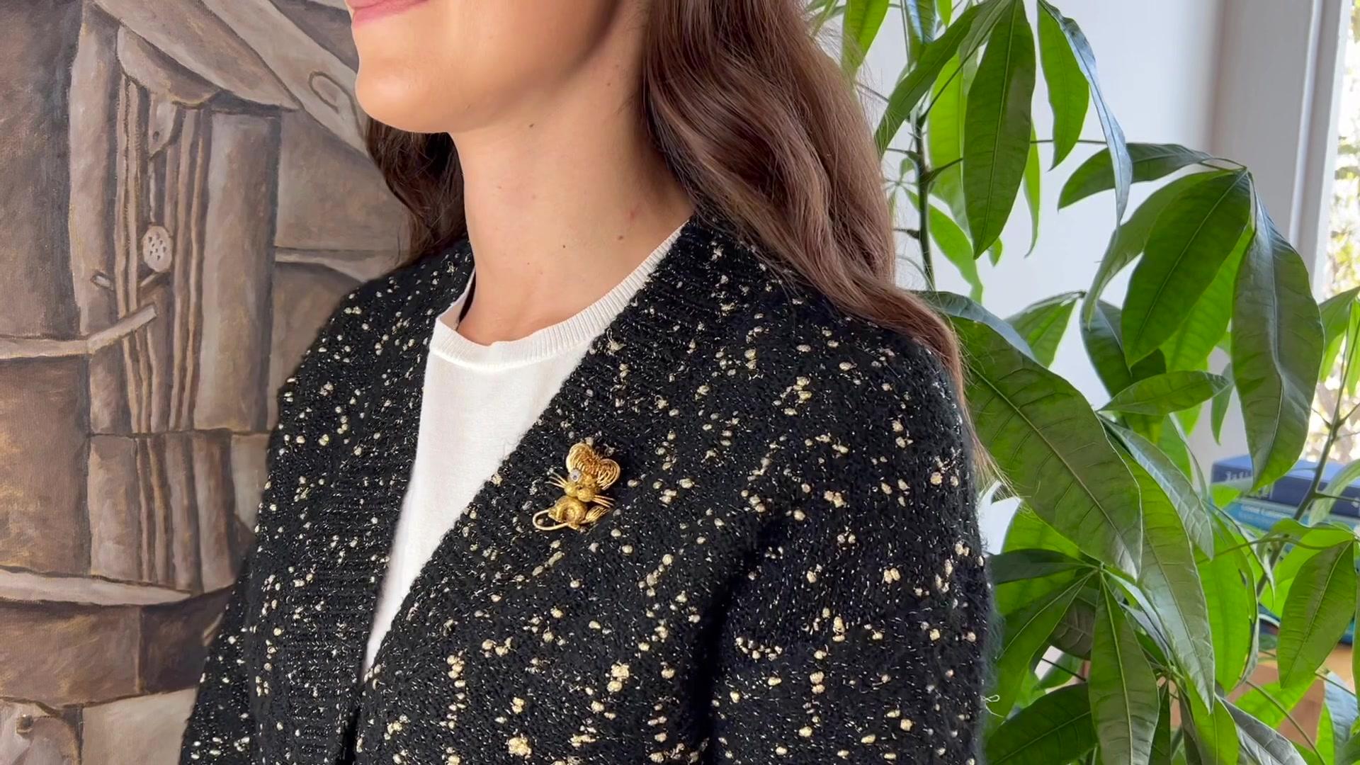 Mid-Century Fred Paris Saphir-Diamant-Löwenbrosche aus 18 Karat Gelbgold im Zustand „Hervorragend“ in Beverly Hills, CA