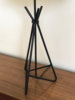 Mid Century Frederic Weinberg Black Wrought Iron Table Lamp, 1950s