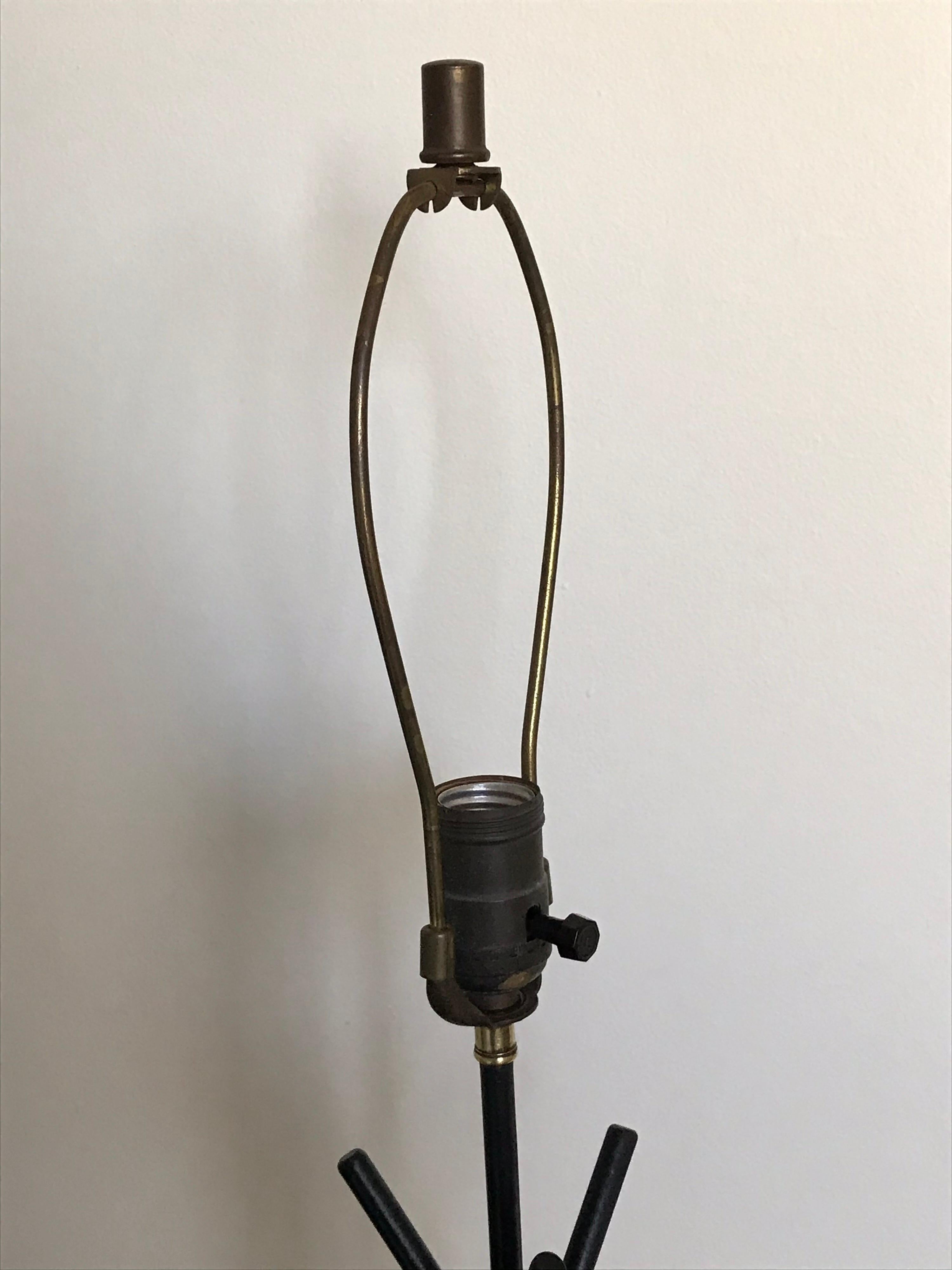 American Mid Century Frederic Weinberg Black Wrought Iron Table Lamp, 1950s