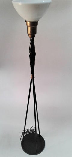 Mid-Century Frederic Weinberg Floor Lamp Mask Man Ray Tiki