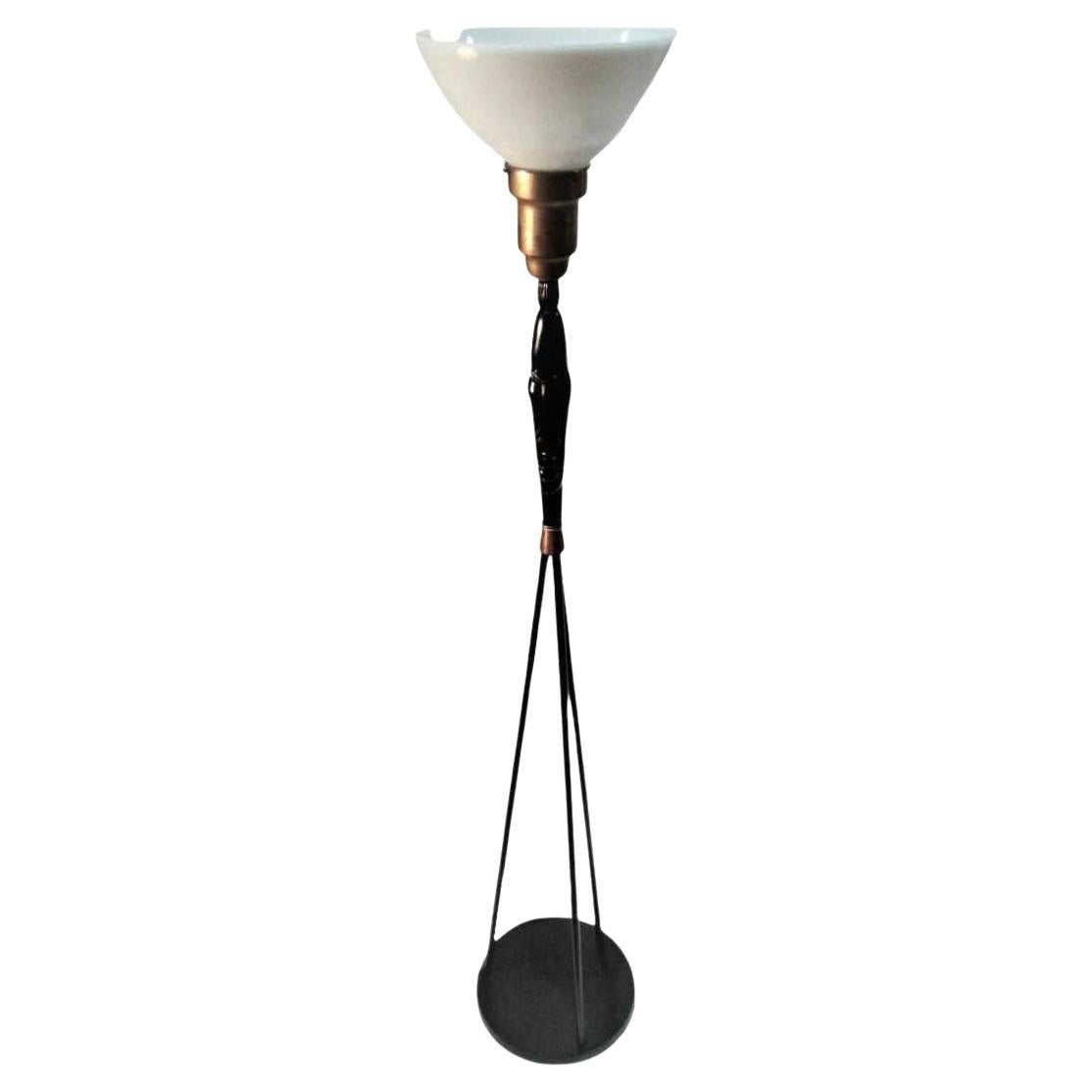 Mid-Century Frederic Weinberg Floor Lamp Mask Man Ray Tiki