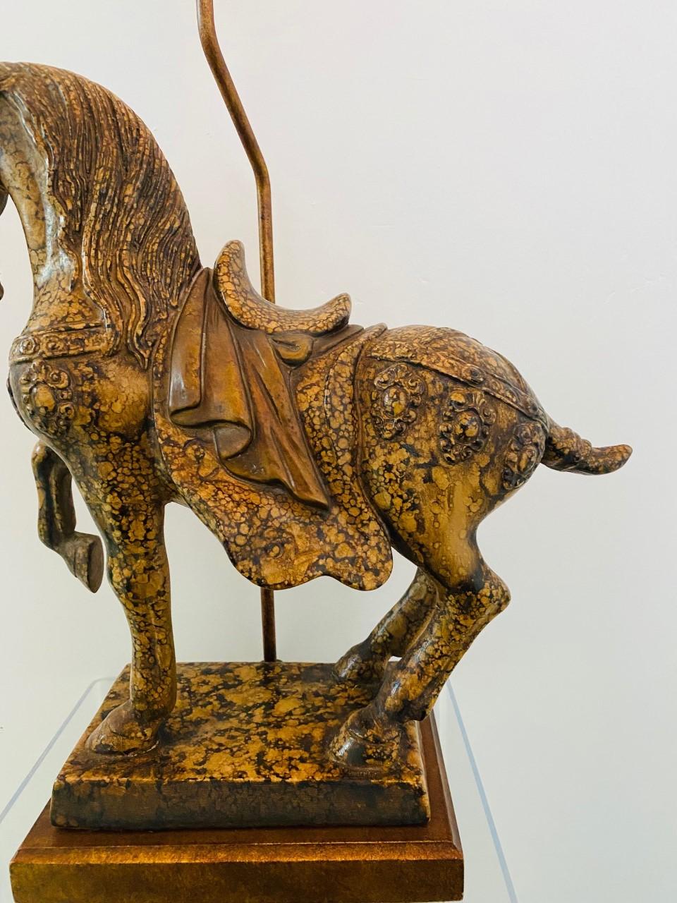 Chinoiserie Mid-Century Frederick Cooper Tang Dynasty Horse Table Lamp For Sale