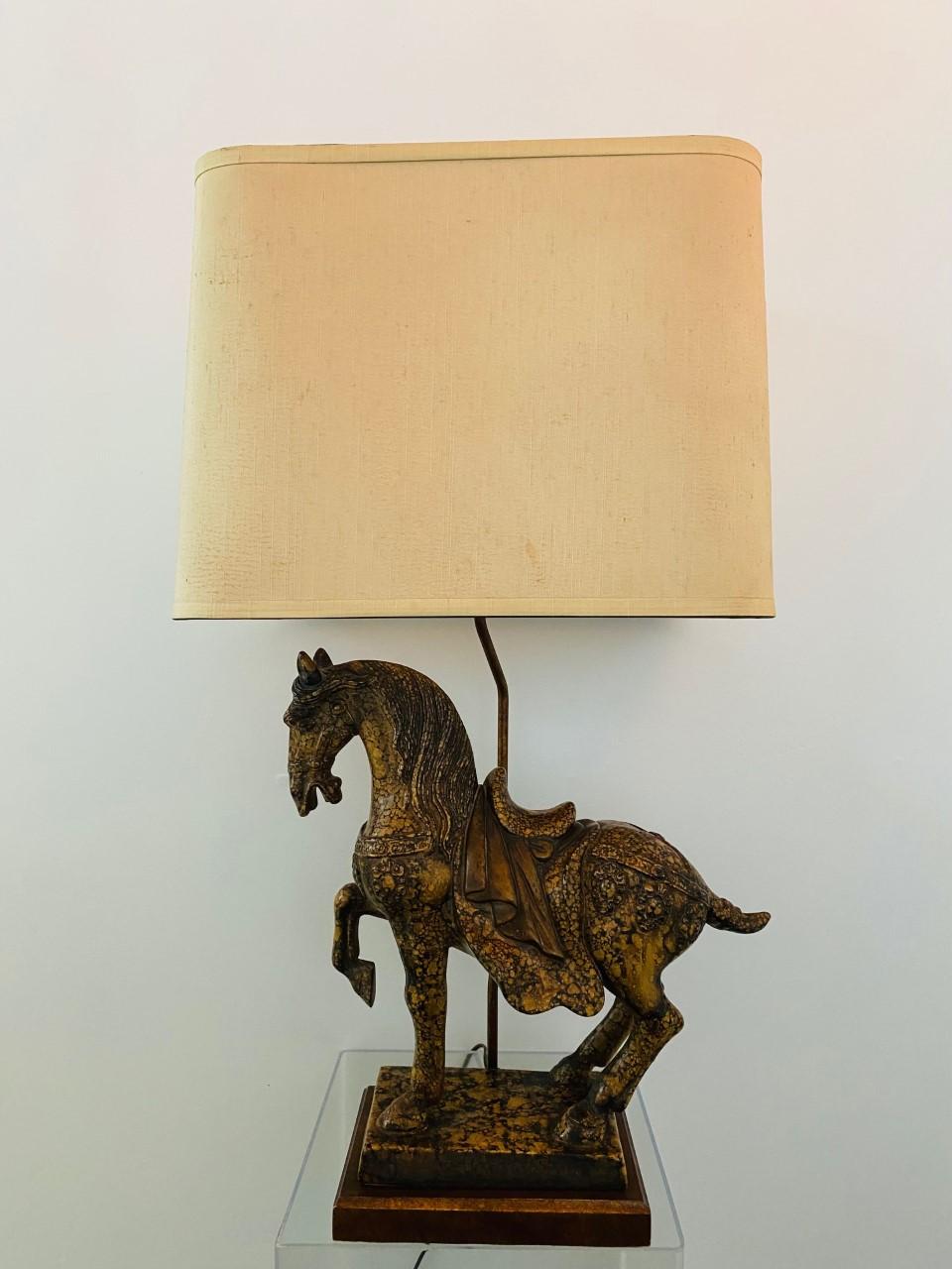 Mid-Century Frederick Cooper Tang Dynasty Horse Table Lamp In Good Condition For Sale In San Diego, CA