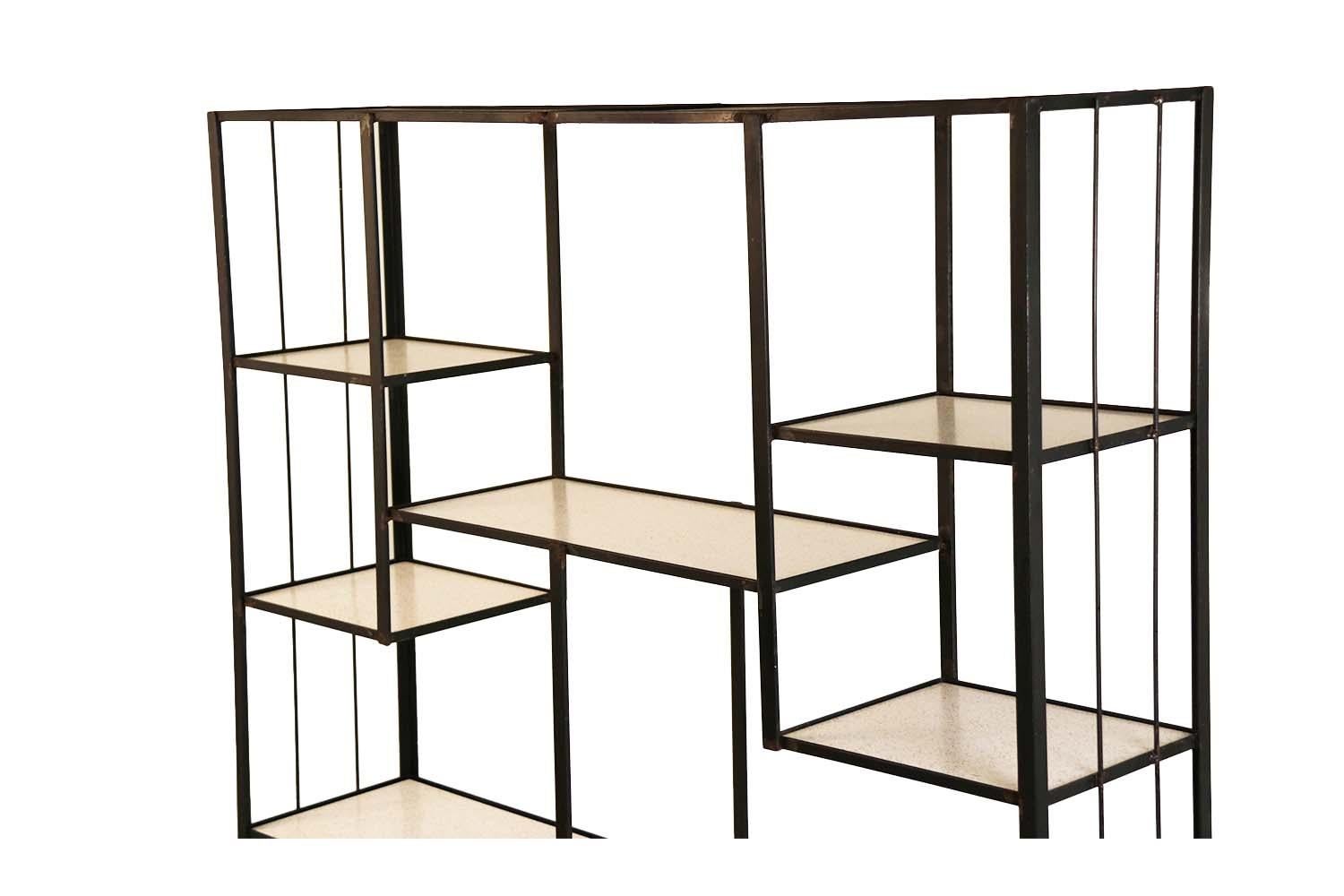 American Mid-Century Fredrick Weinberg Iron Étagère Shelving Unit