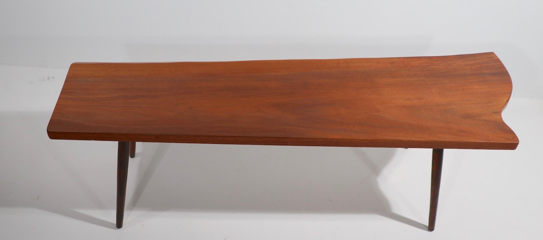 Wood Mid Century Free Edge Coffee Table by Roy Sheldon Dated 1957 For Sale