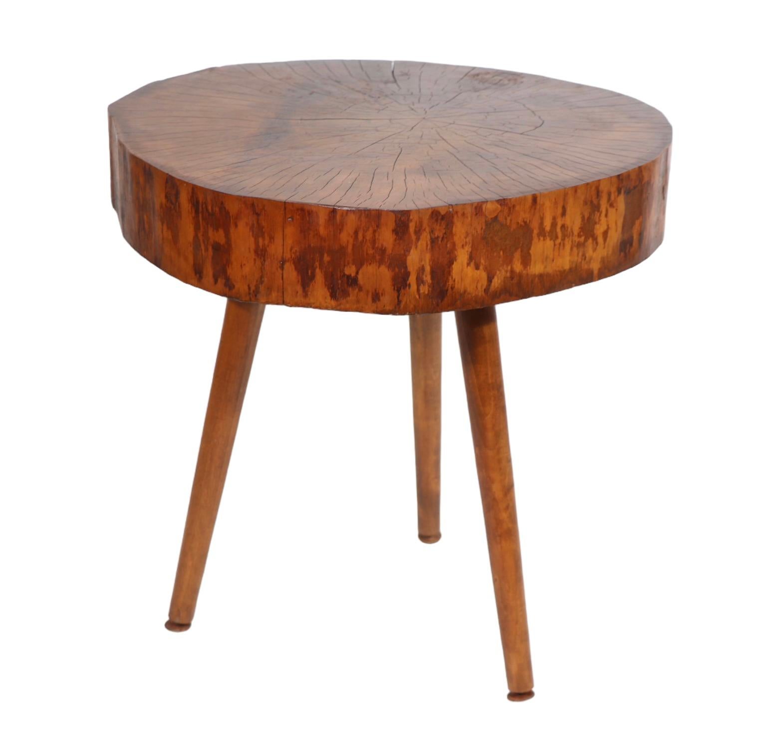 Mid Century Free Edge  Rustic Adirondack Side Table For Sale 7