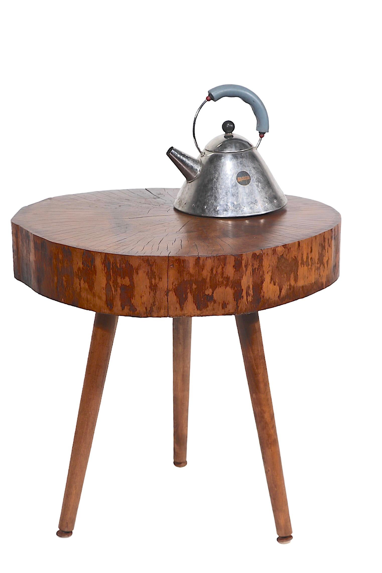 Wood  Mid Century Free Edge  Rustic Adirondack Side Table  For Sale