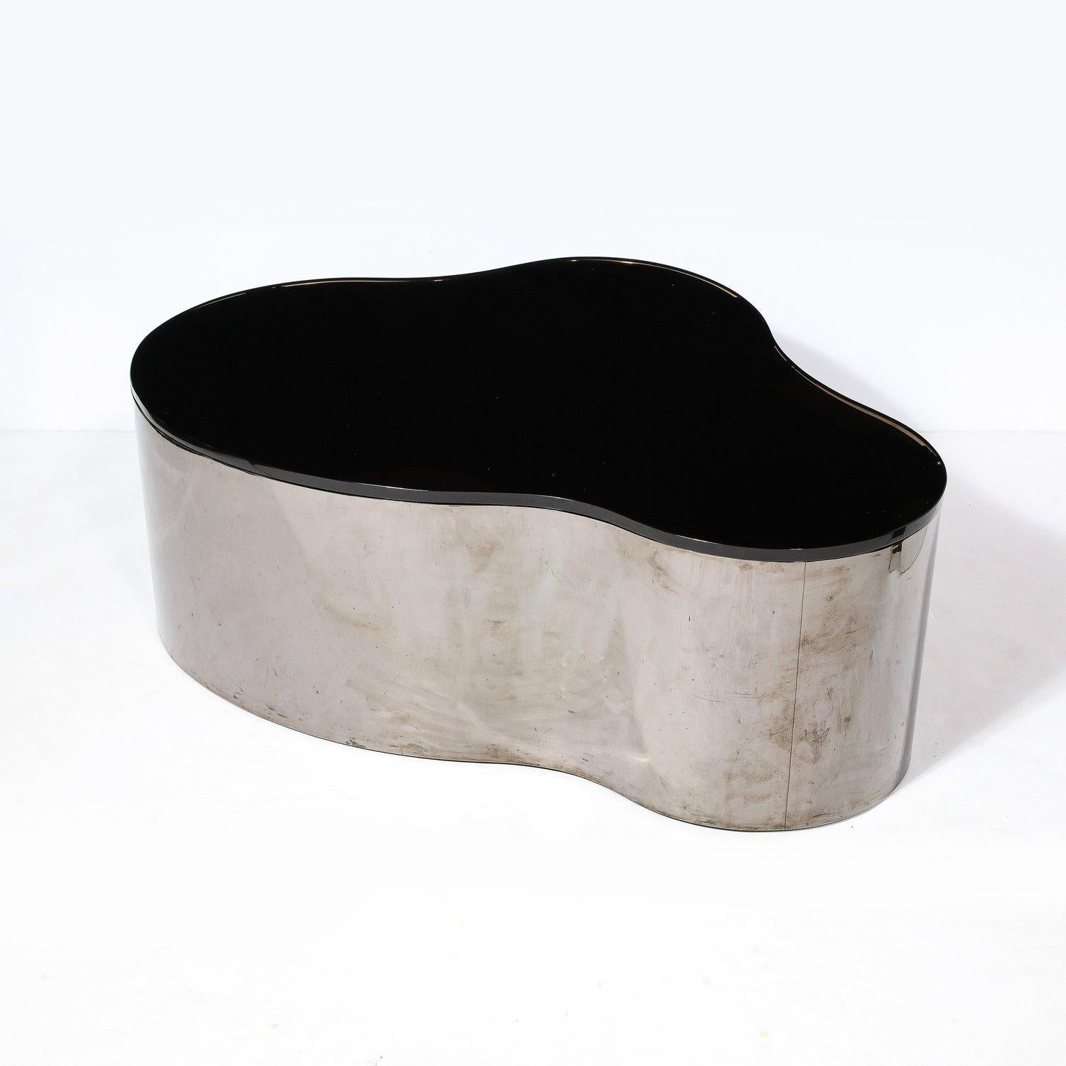 Mid-Century Modern Mid-Century Free Form Cocktail Table in Gunmetal & Vitrolite by Karl Springer
