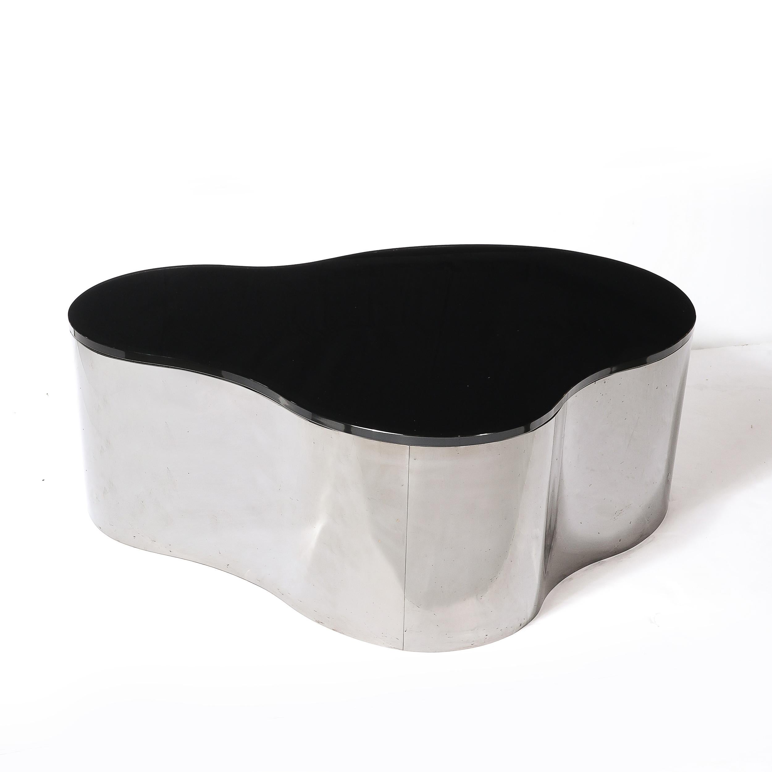 Free Form-Cocktailtisch aus Rotguss und Vitrolite von Karl Springer aus der Mitte des Jahrhunderts (Moderne der Mitte des Jahrhunderts) im Angebot