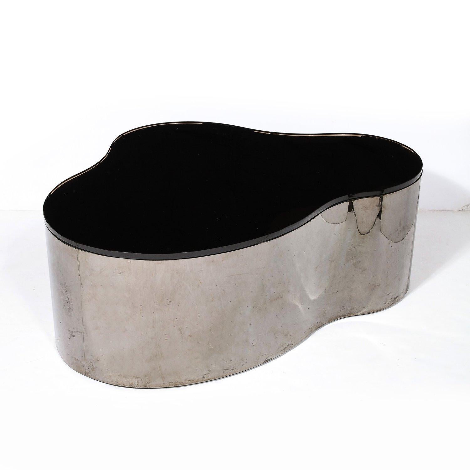Mid-Century Free Form Cocktail Table in Gunmetal & Vitrolite by Karl Springer In Good Condition In New York, NY