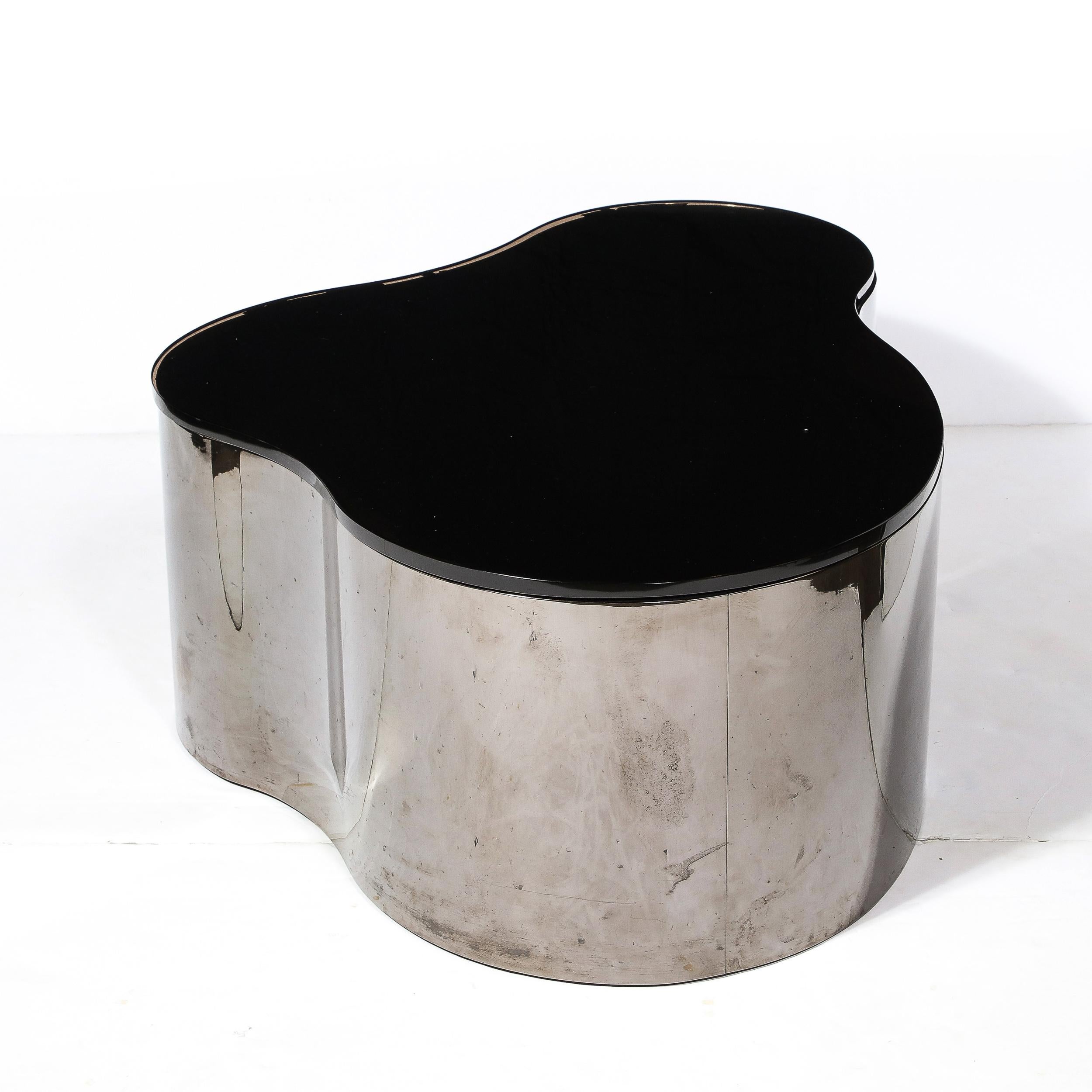 Late 20th Century Mid-Century Free Form Cocktail Table in Gunmetal & Vitrolite by Karl Springer For Sale