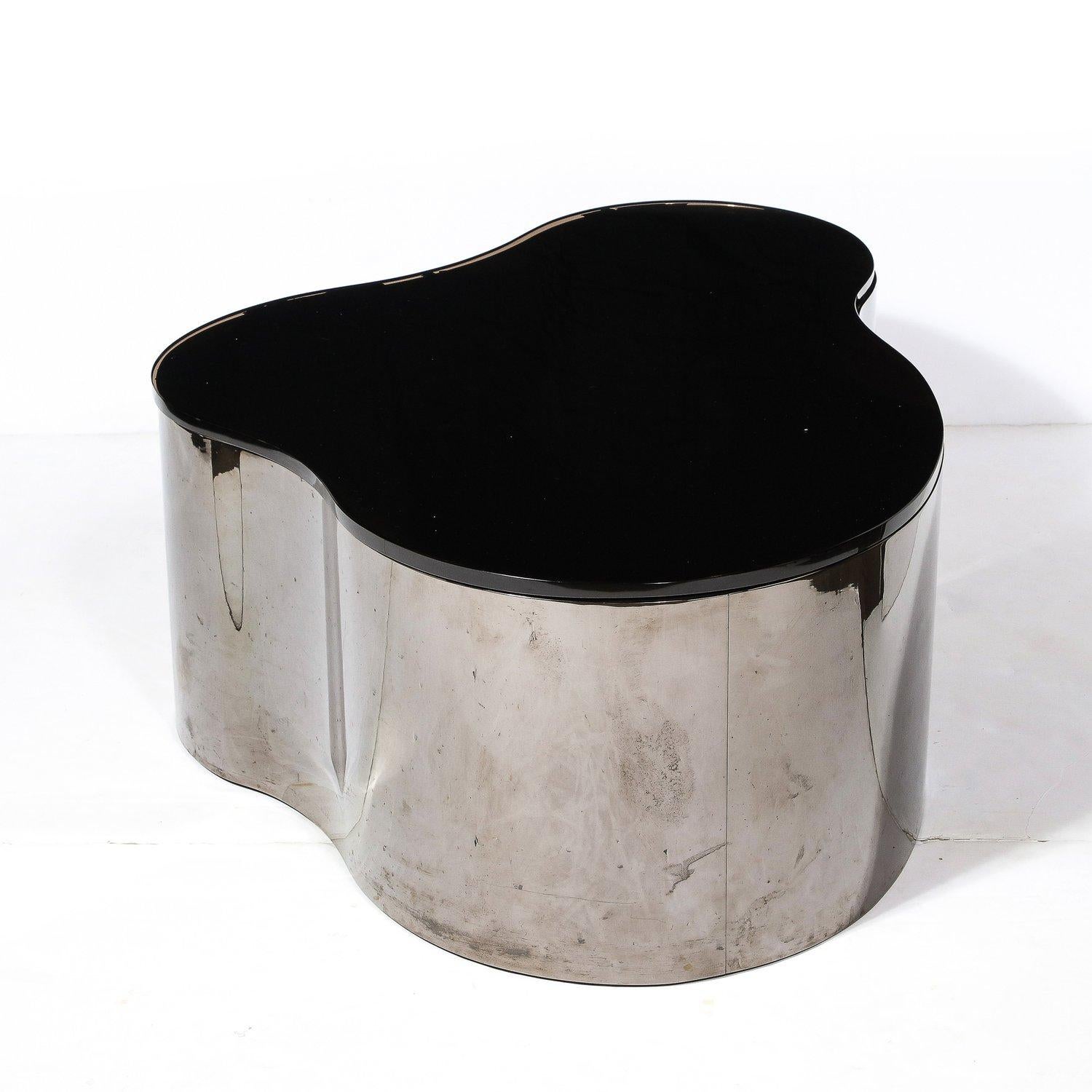 Late 20th Century Mid-Century Free Form Cocktail Table in Gunmetal & Vitrolite by Karl Springer