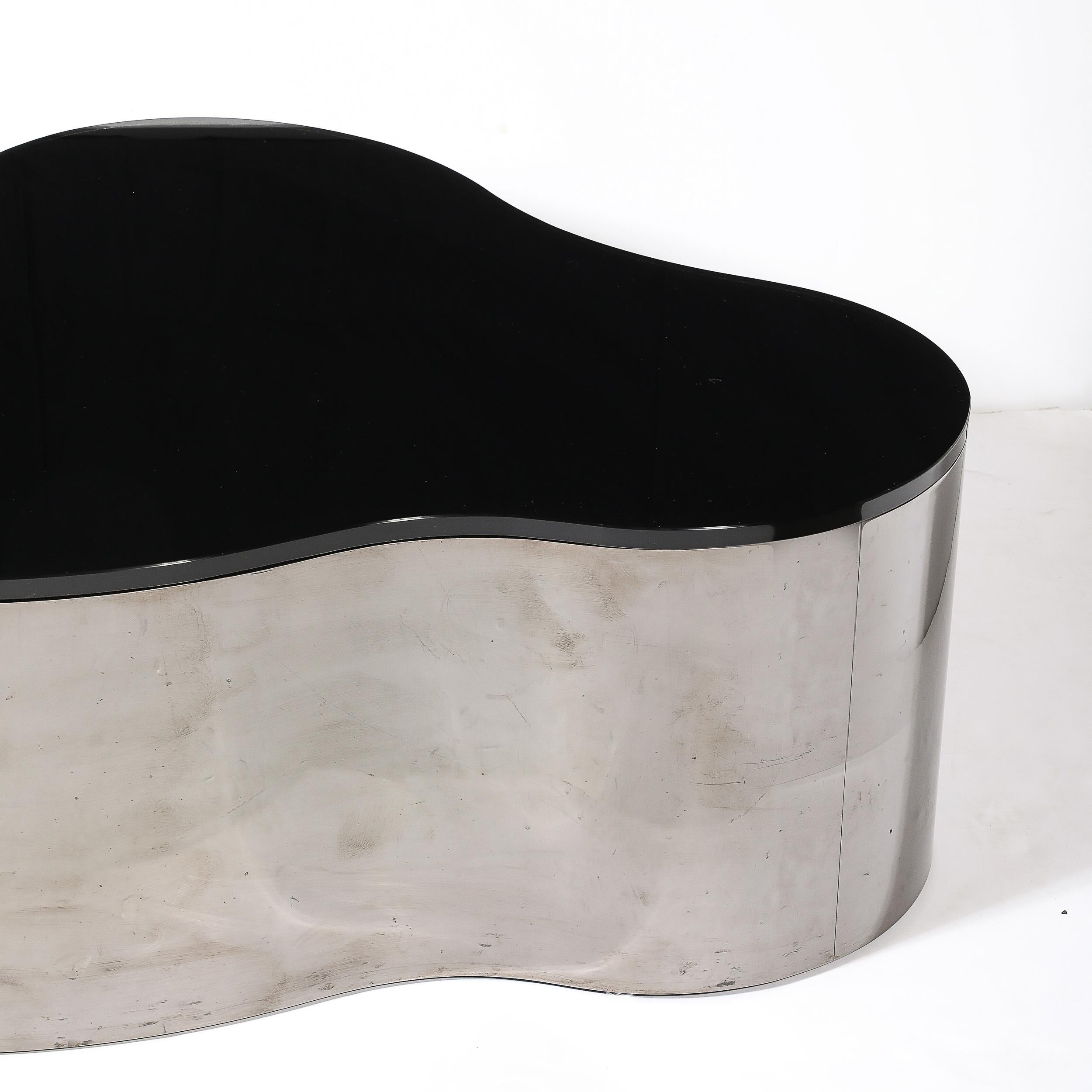 Free Form-Cocktailtisch aus Rotguss und Vitrolite von Karl Springer aus der Mitte des Jahrhunderts (Metall) im Angebot