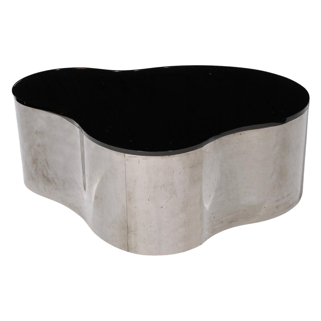 Mid-Century Free Form Cocktail Table in Gunmetal & Vitrolite by Karl Springer