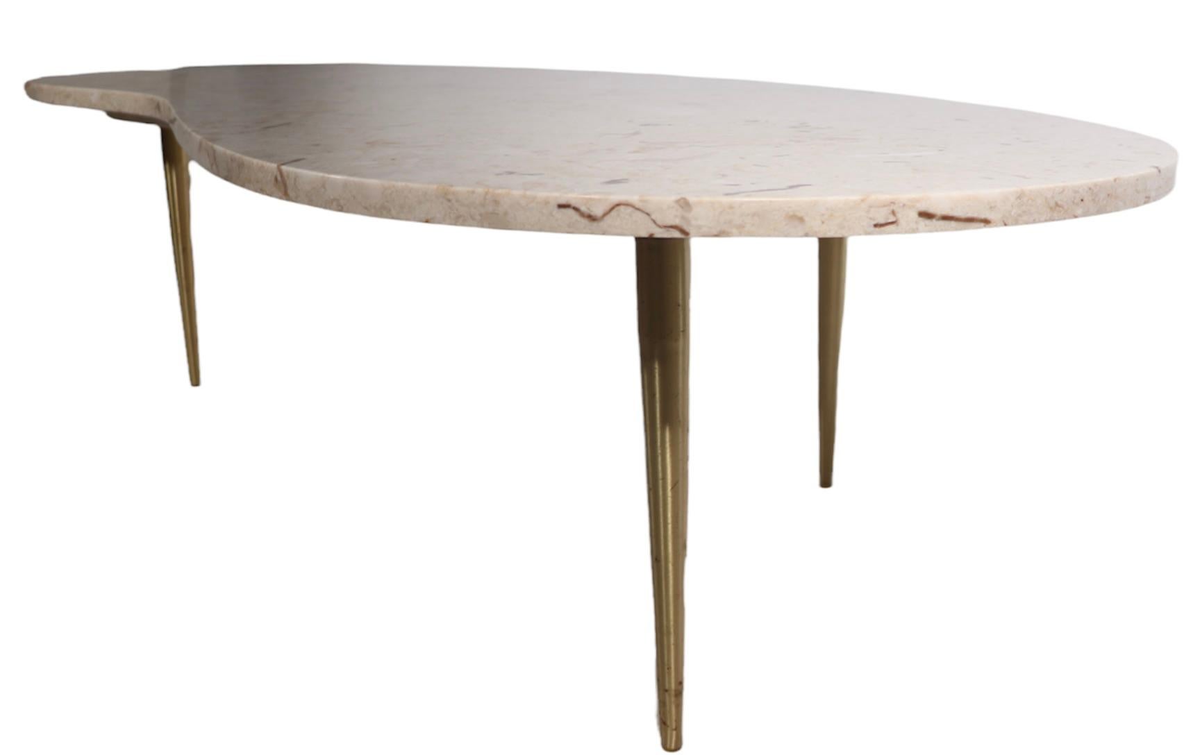 Mid Century Free Form Marble Top Coffee Table After Ponti In Good Condition For Sale In New York, NY