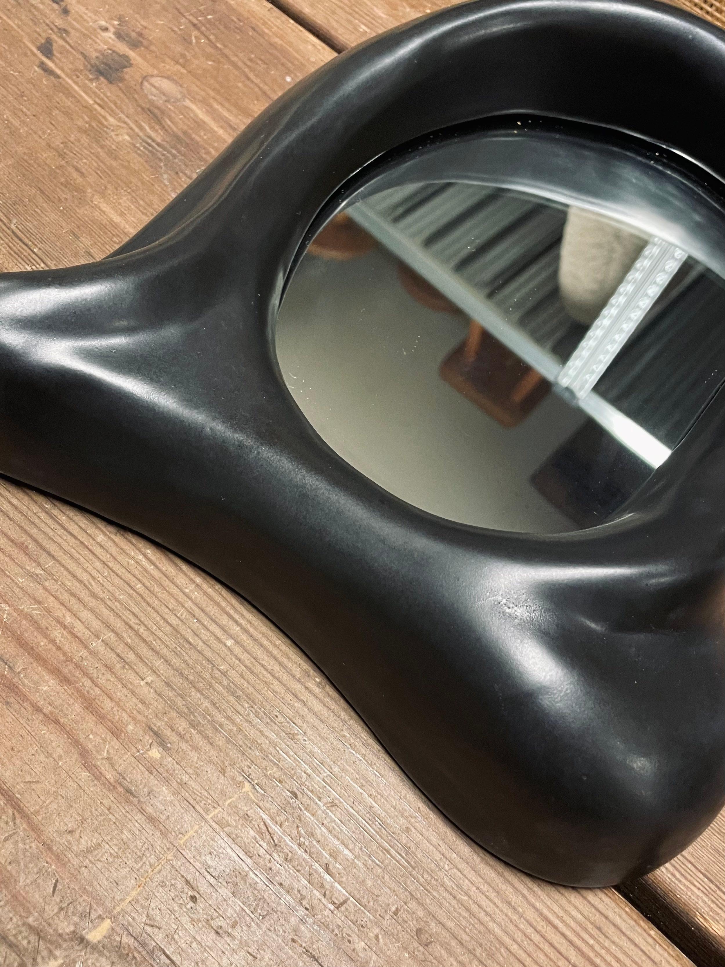 Ceramic Midcentury Freeform Mirror in Style of Georges Jouve Produced in France, 1960s For Sale