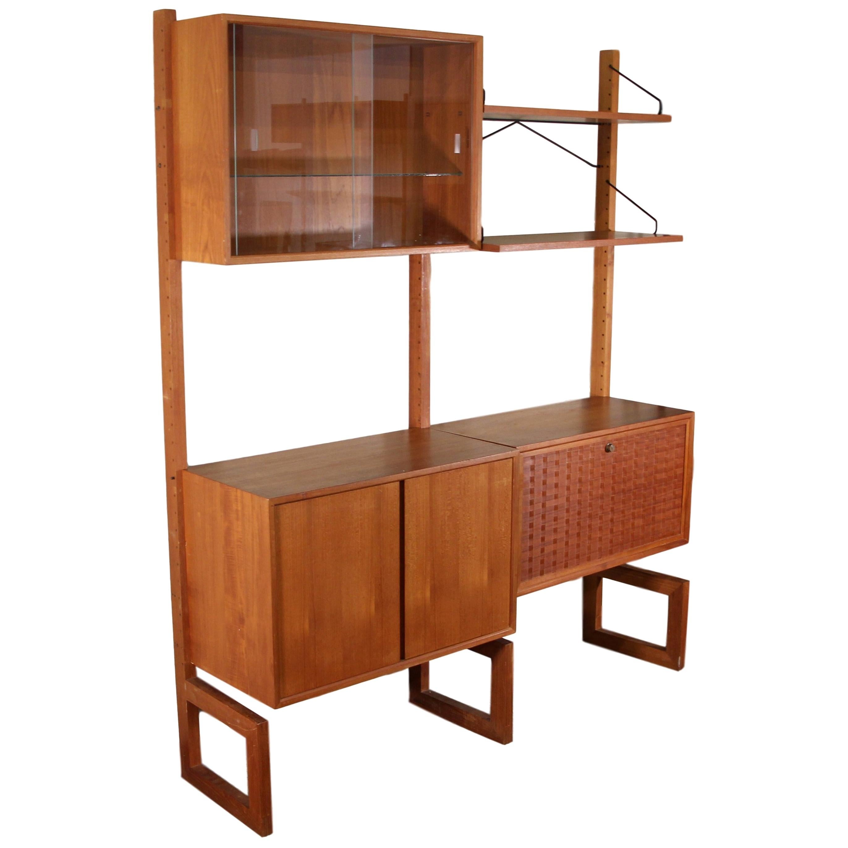Midcentury Free Standing Teak Wall Unit by Cadovius Cado Shelving For