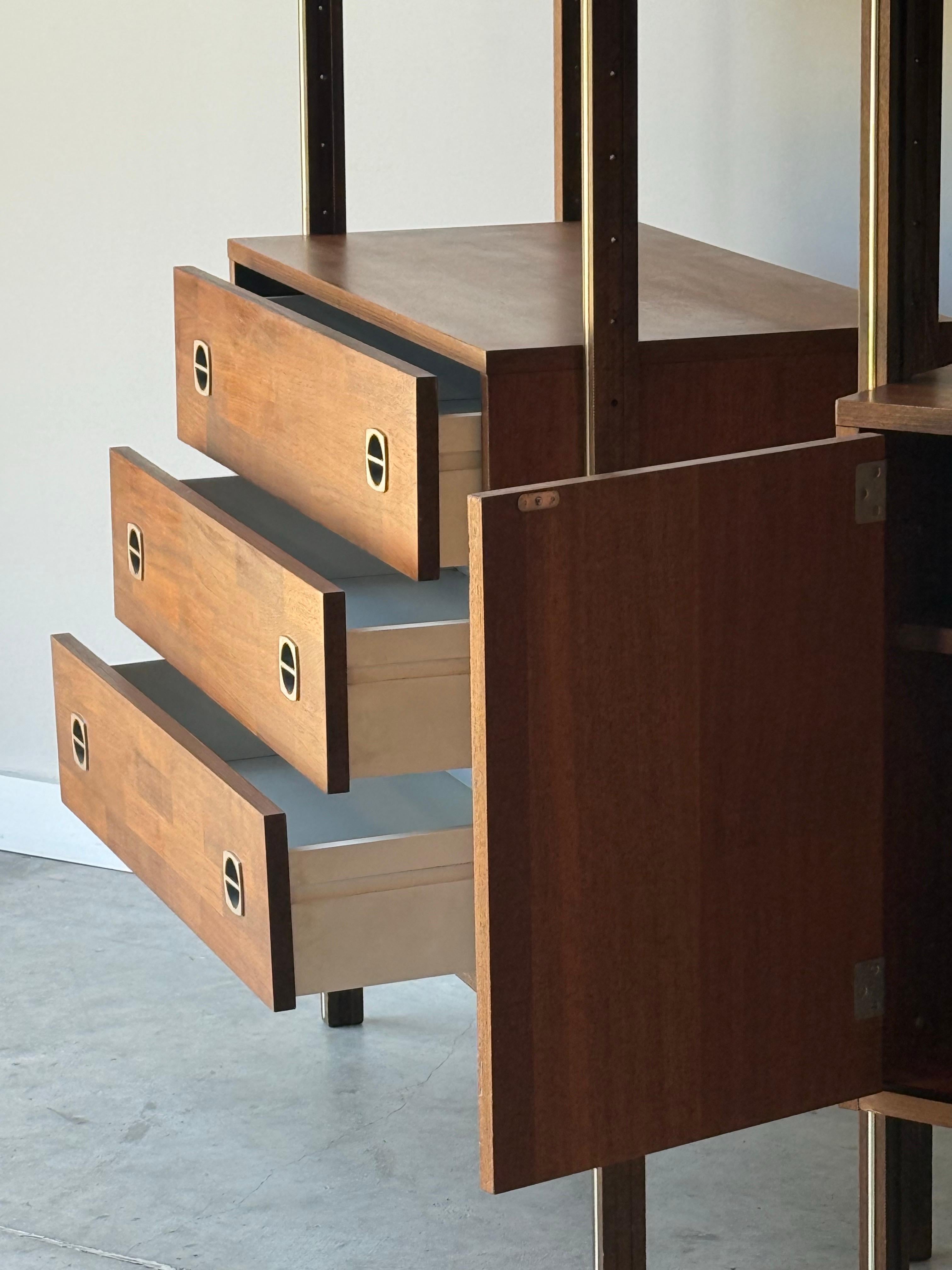 American Mid-Century Free Standing Wall Unit by Ello For Sale