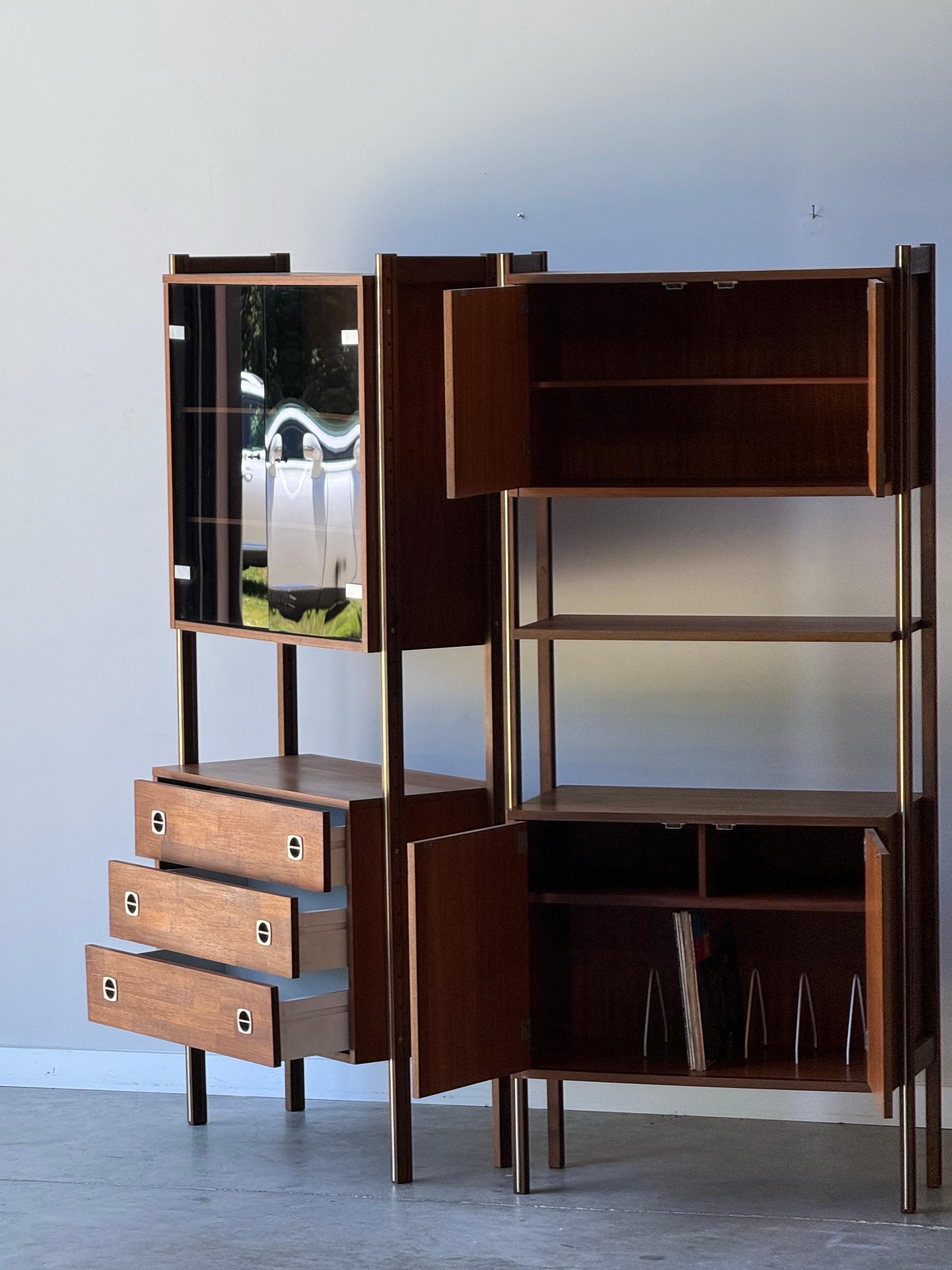 Metal Mid-Century Free Standing Wall Unit by Ello For Sale