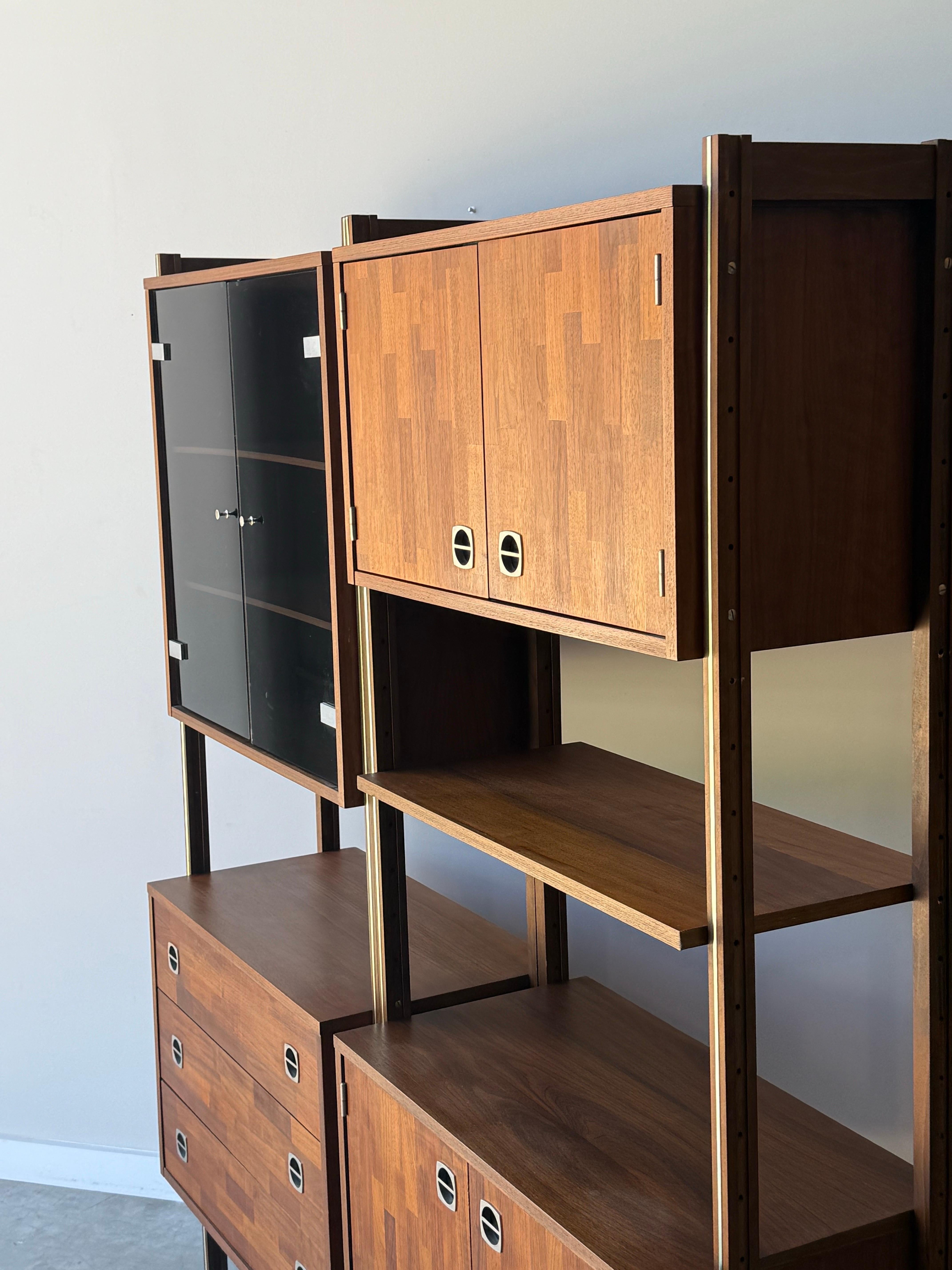 Mid-Century Free Standing Wall Unit by Ello For Sale 1
