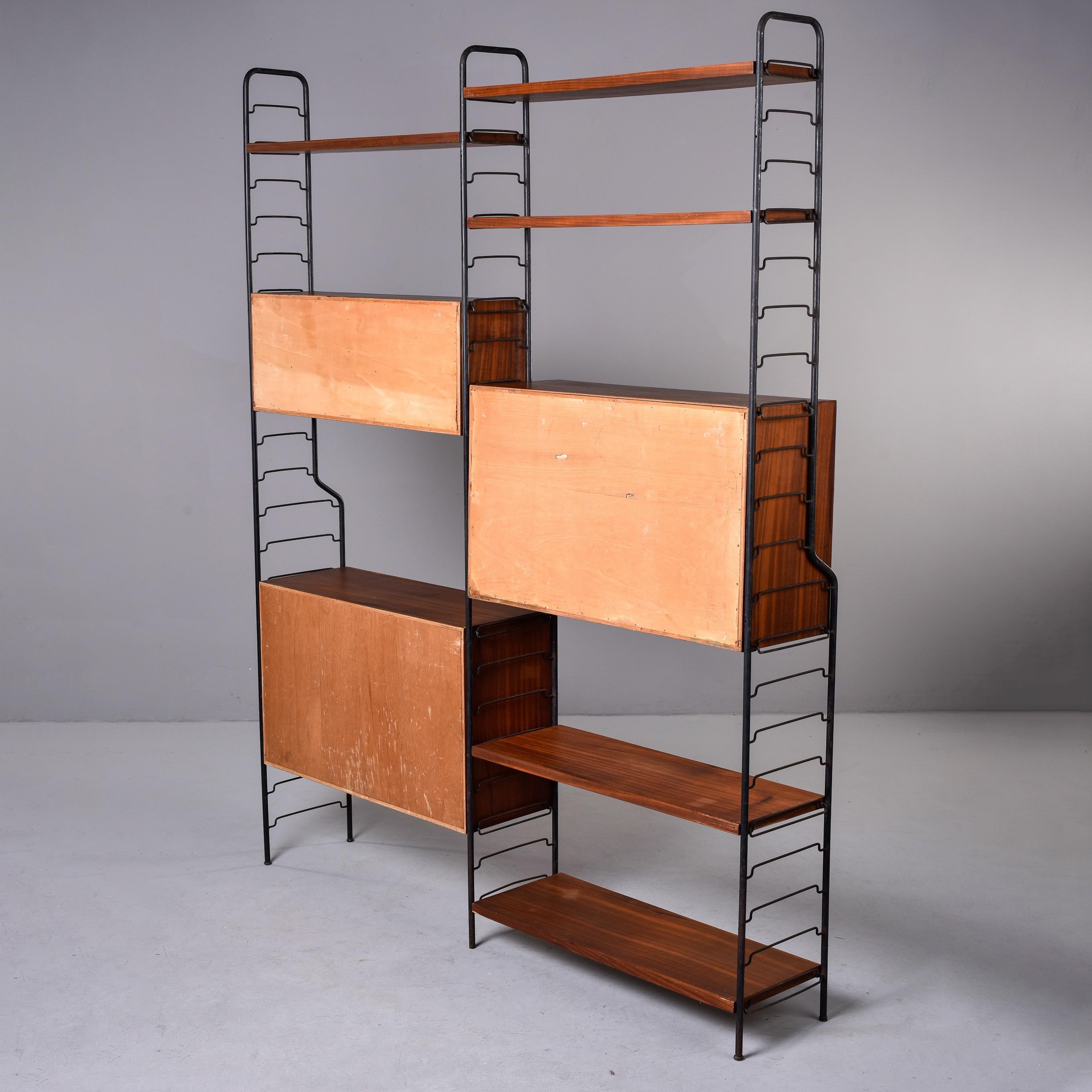 Mid Century Free Standing Wooden Modular Shelf Unit With Black Metal Frame 4