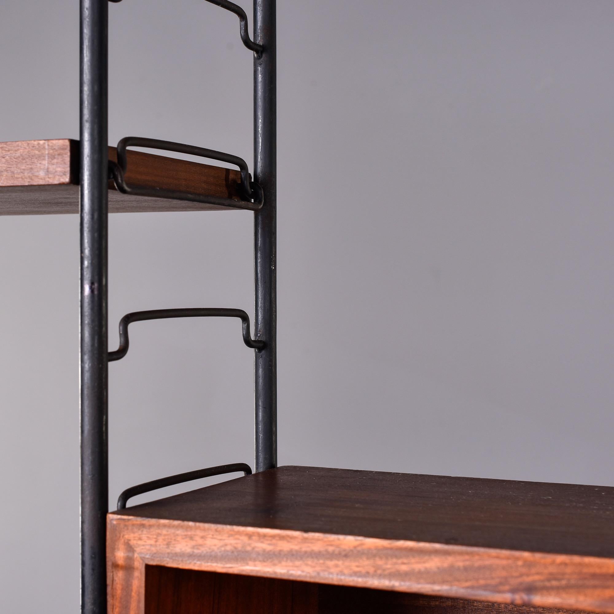 Mid-Century Modern Mid Century Free Standing Wooden Modular Shelf Unit With Black Metal Frame