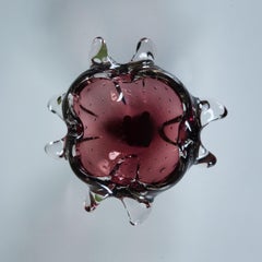 Mid-century freeform Purple Murano Bubble Glass Bowl