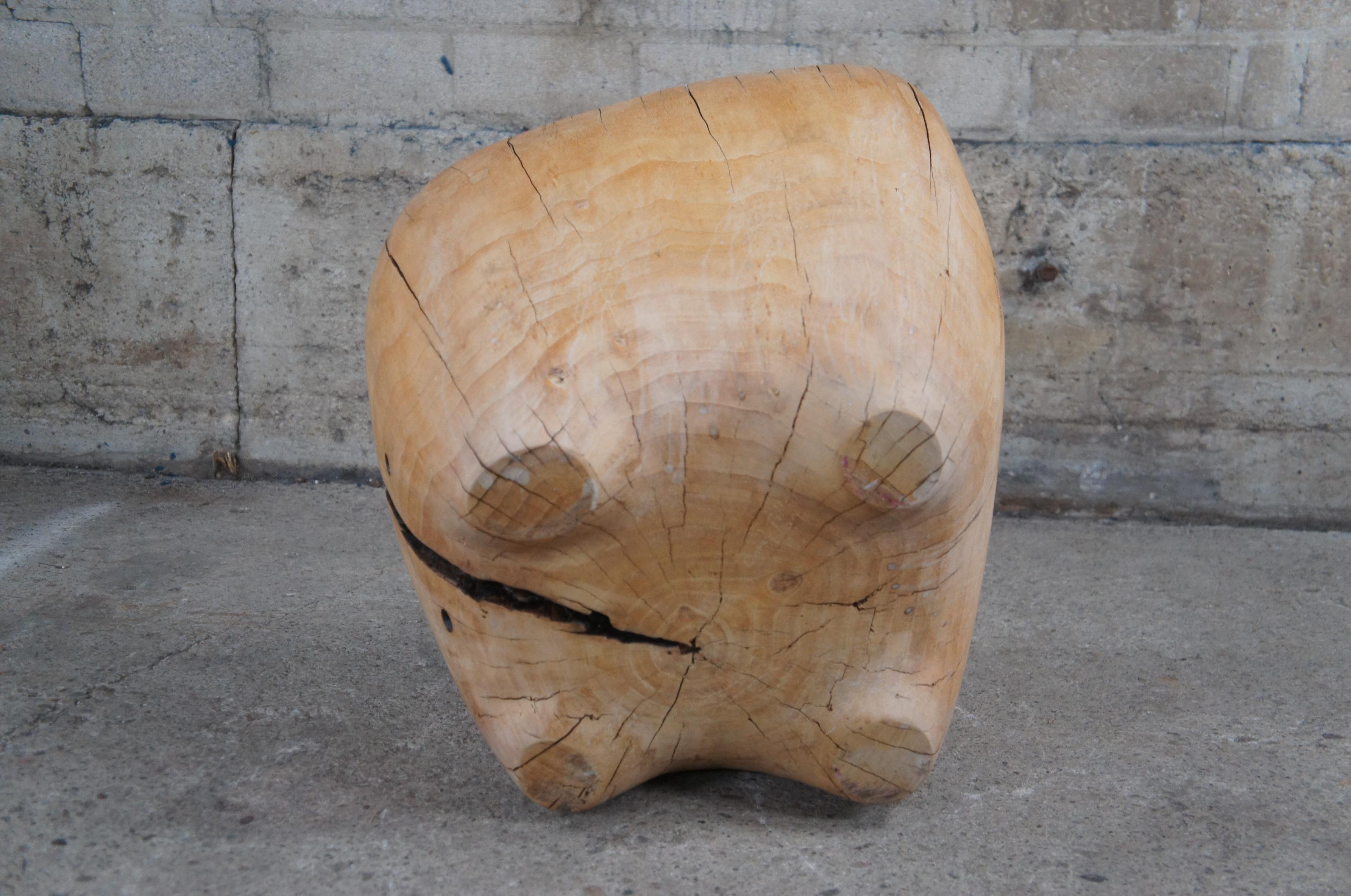 Midcentury Freeform Teak Root Side Accent Coffee Table Slab Stump Stool 5
