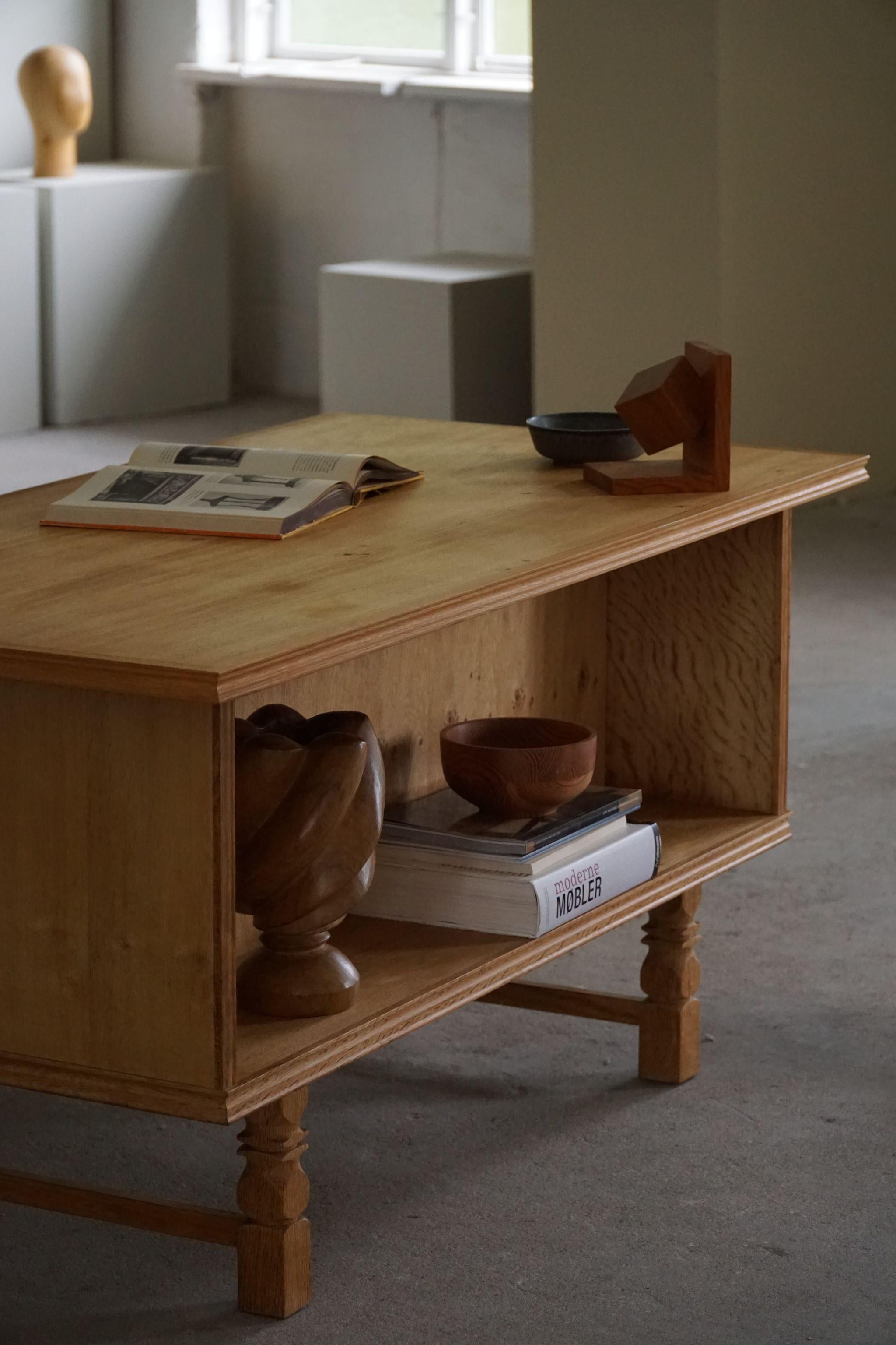 Mid-Century Freestanding Desk in Solid Oak, Made by a Danish Cabinetmaker, 1950s 8