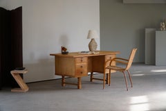Mid-Century Freestanding Desk in Solid Oak, Made by a Danish Cabinetmaker, 1950s