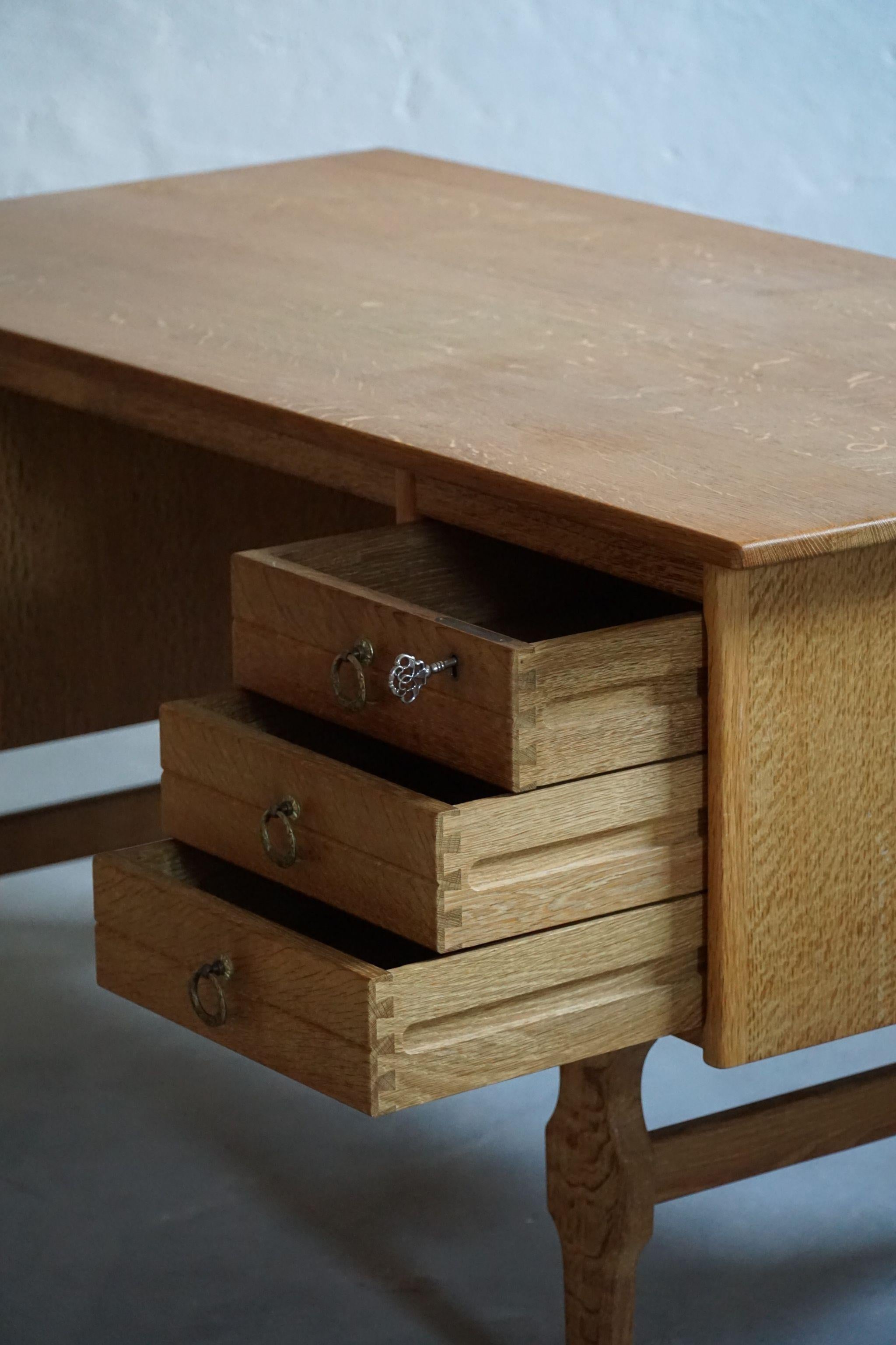 Mid-Century Freestanding Oak Desk in Solid Oak, Danish Cabinetmaker, 1950s 6