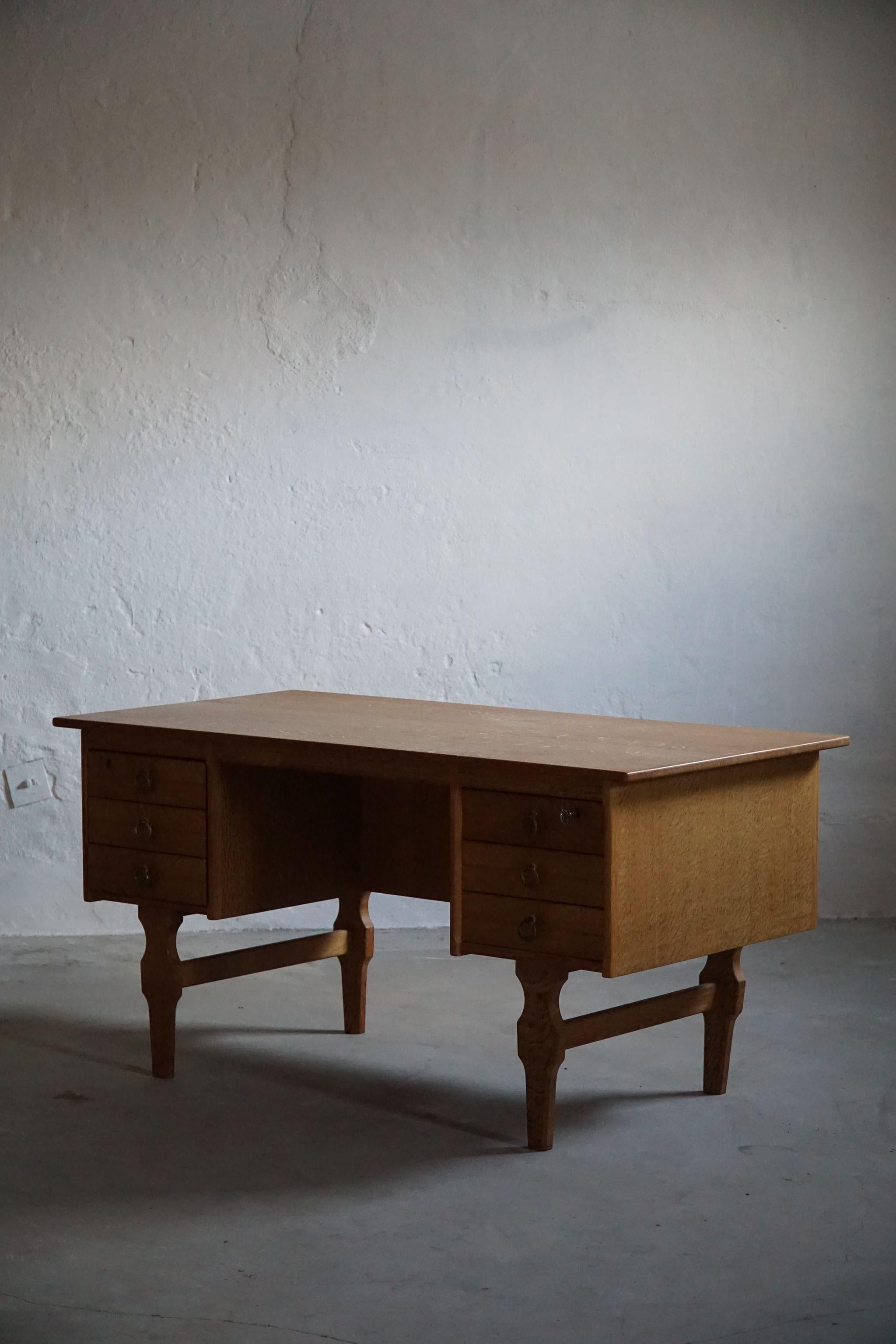 Mid-Century Freestanding Oak Desk in Solid Oak, Danish Cabinetmaker, 1950s 7