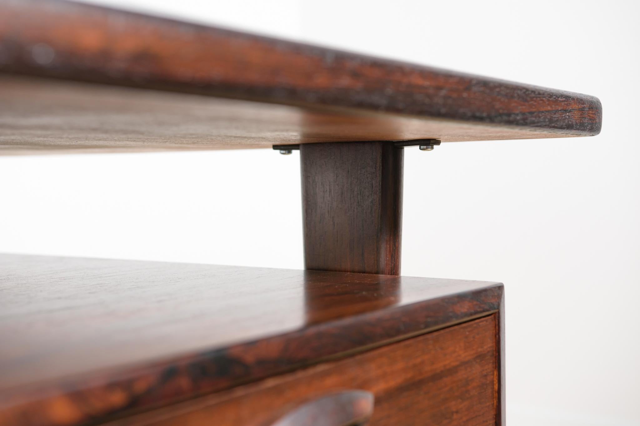 Mid-Century Freestanding Rosewood Desk by Kai Kristiansen for Feldballes. For Sale 8