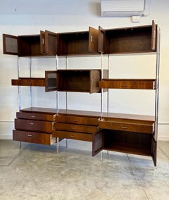 Mid-Century Freestanding Three-Bay Wall Unit by Founders