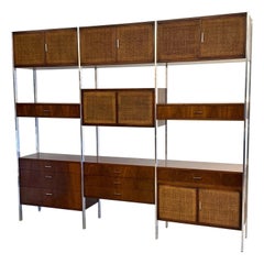Mid-Century Freestanding Three-Bay Wall Unit by Founders