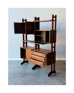 Mid-Century Freestanding Walnut Wall Unit