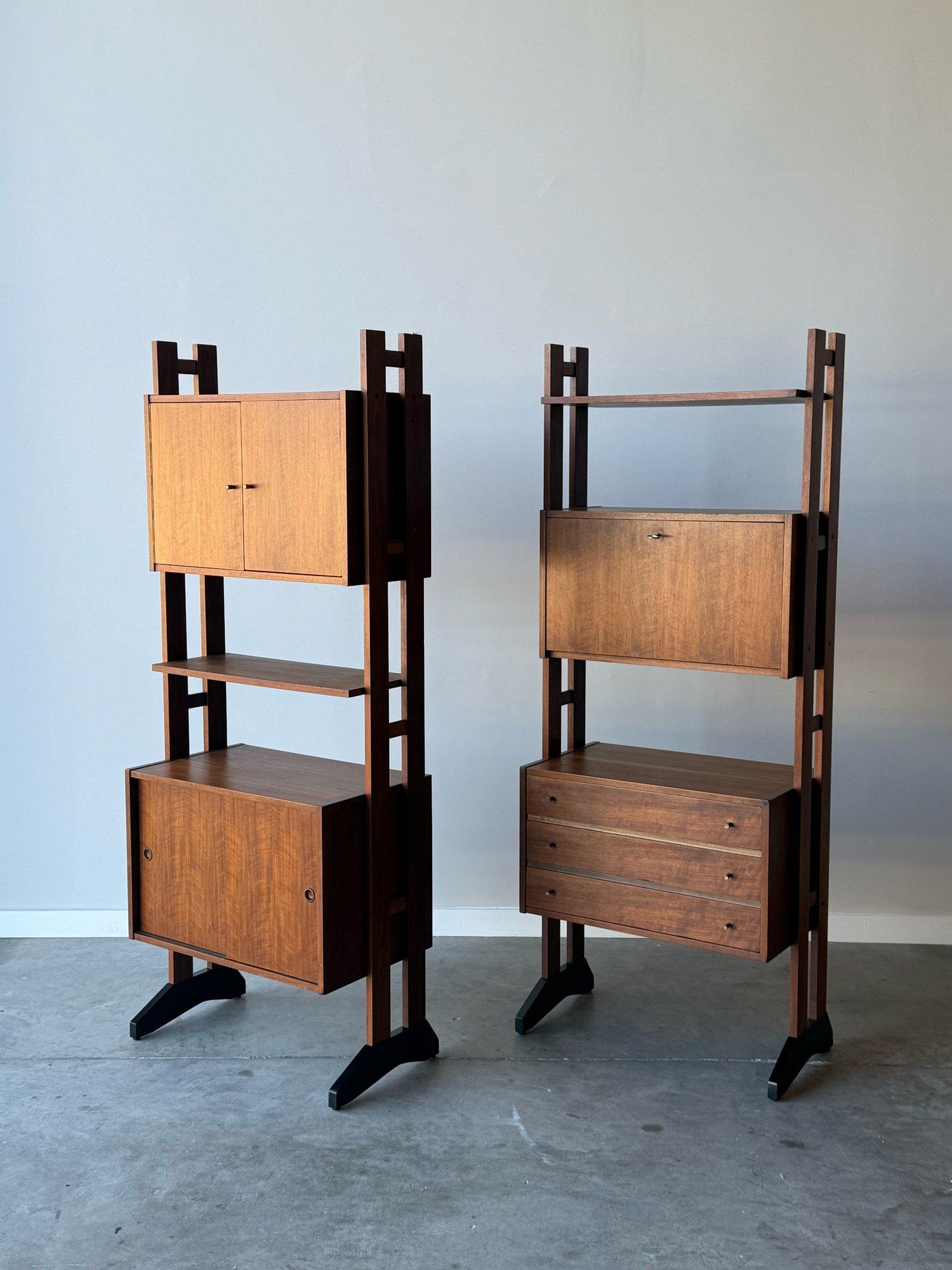 Mid-Century Modern Mid-Century Freestanding Walnut Wall Unit