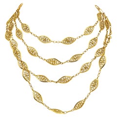 Mid Century French 18k Yellow Gold Fancy Link Necklace