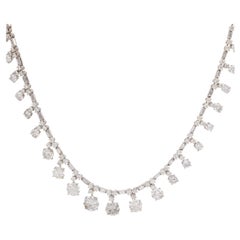 Mid-Century French 33.30 Carat Total Weight Platinum Rivière Drop Necklace