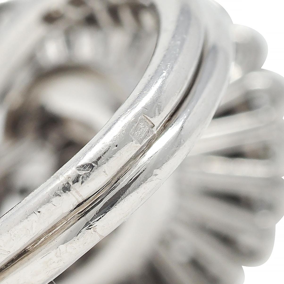 Mid-Century French 5.85 CTW Diamond Platinum Vintage Halo Bypass Floral Ring For Sale 6