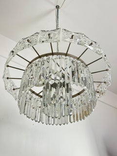 Mid-Century French 7-Light Chandelier With Crystals, 1960s