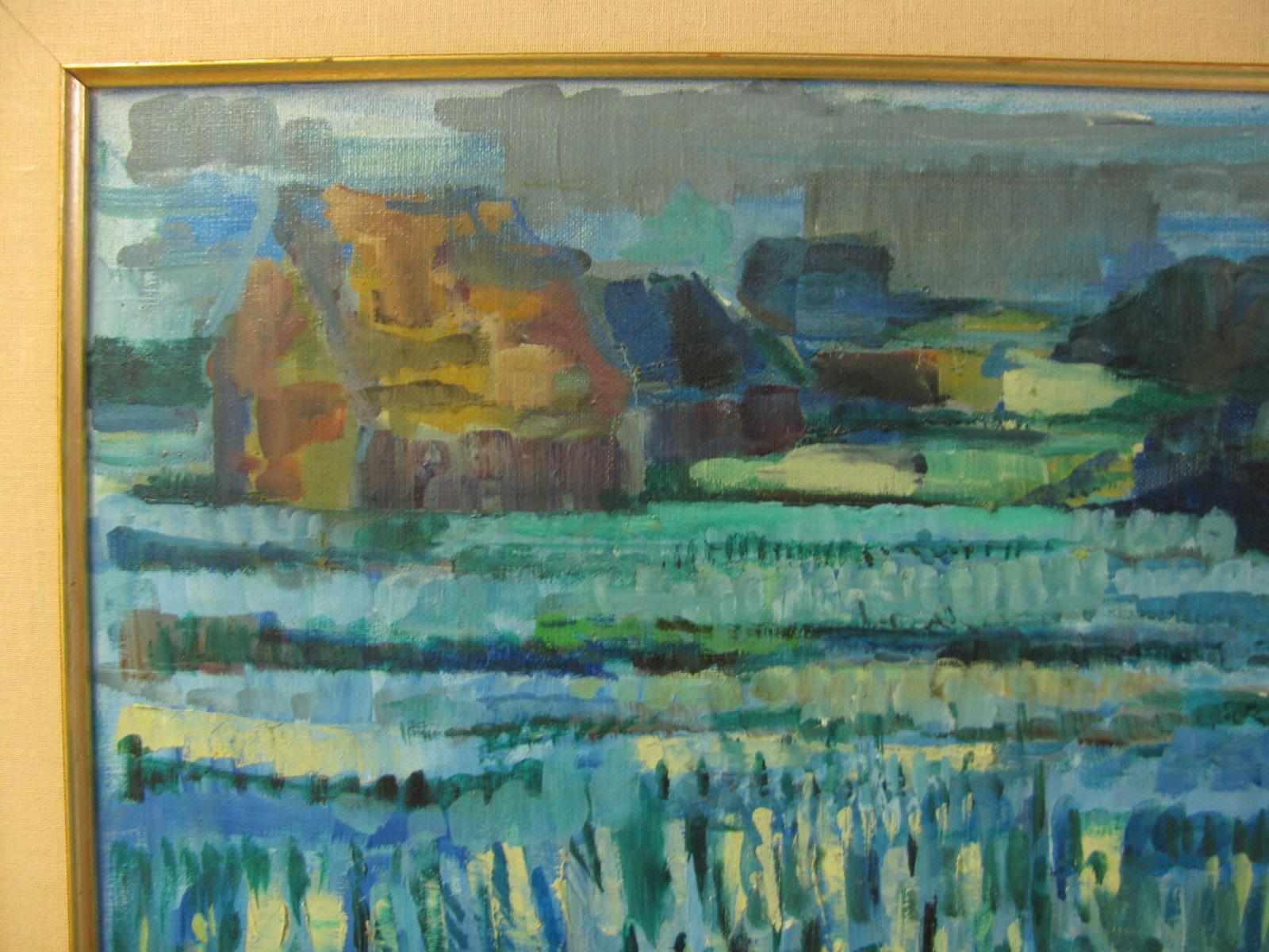 Modern Mid Century French Abstract Landscape M. Siret 1962